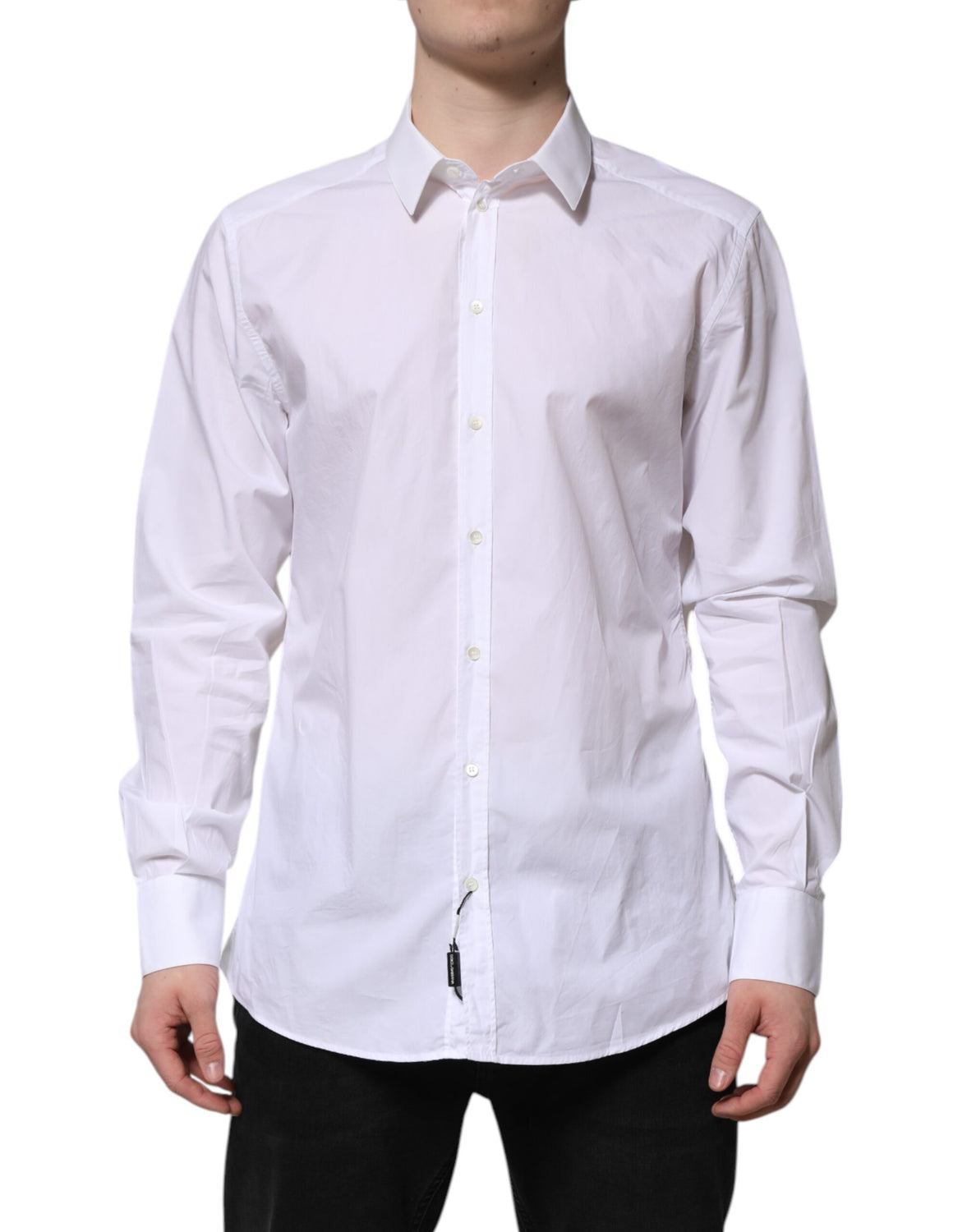 White Cotton GOLD Long Sleeves Dress Shirt