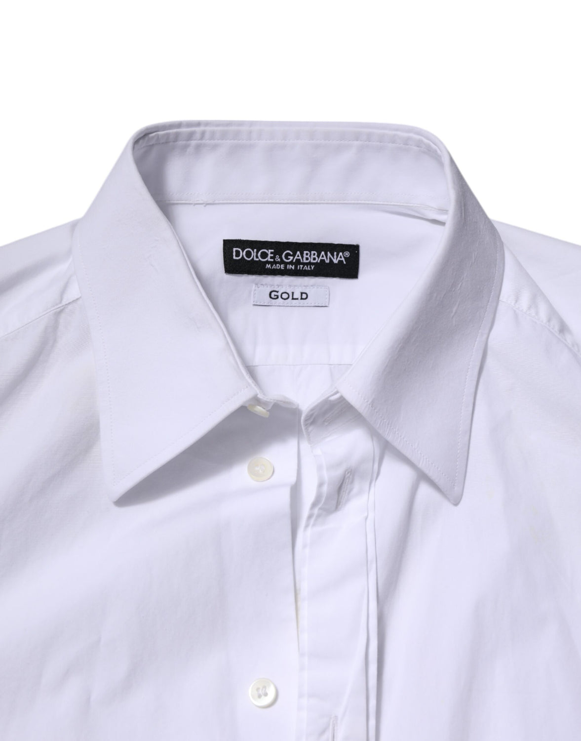 White Cotton GOLD Long Sleeves Dress Shirt