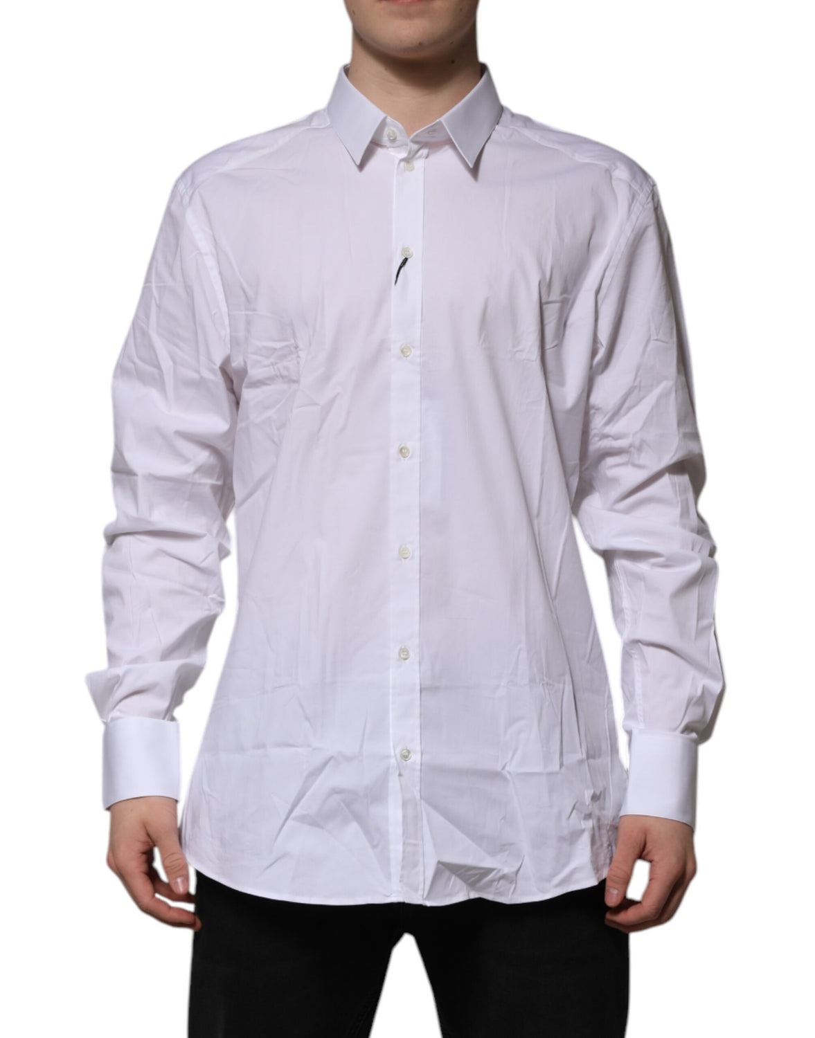 White Cotton GOLD Long Sleeves Dress Shirt