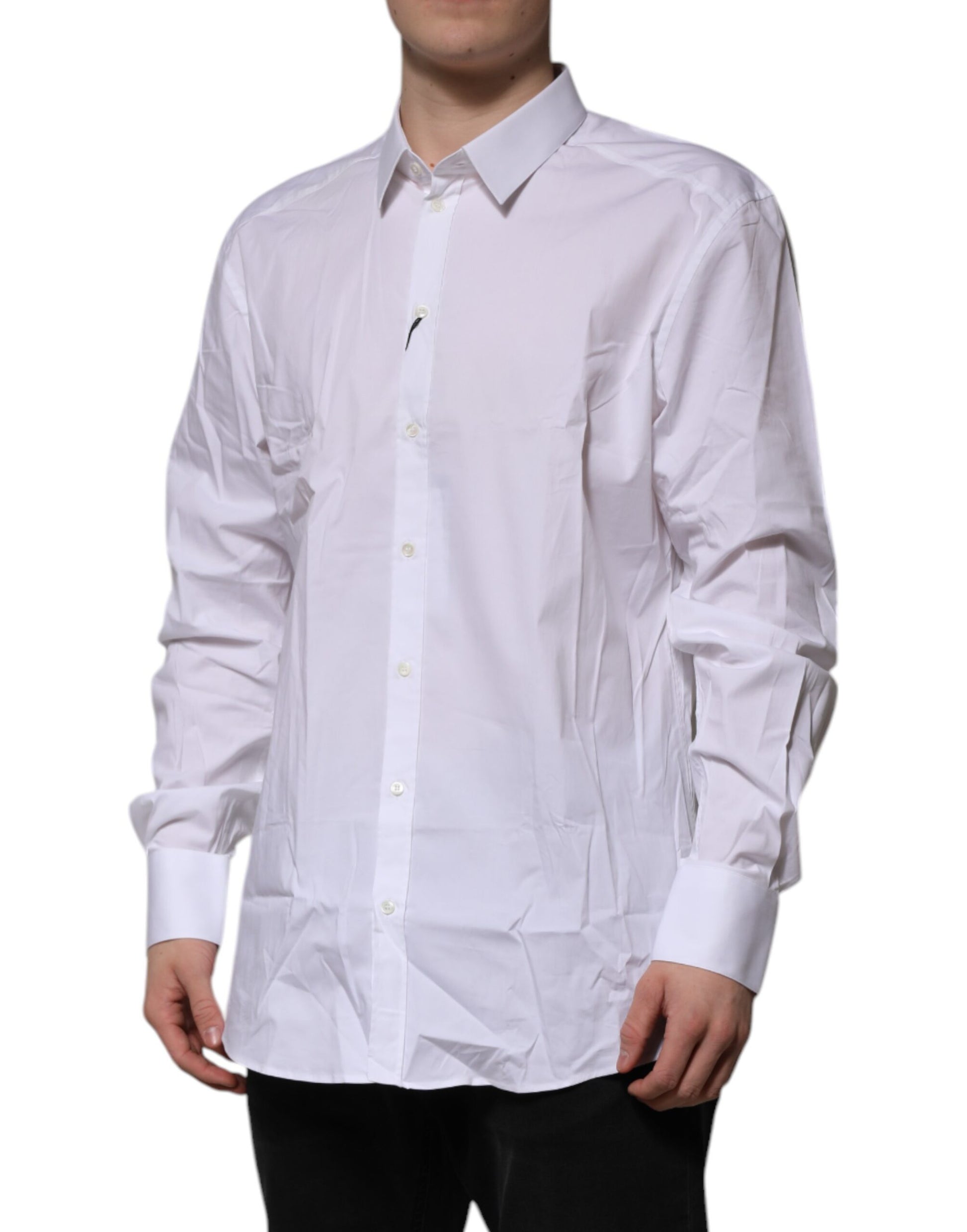 White Cotton GOLD Long Sleeves Dress Shirt