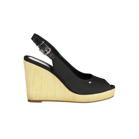 Black Polyester Women Sandal