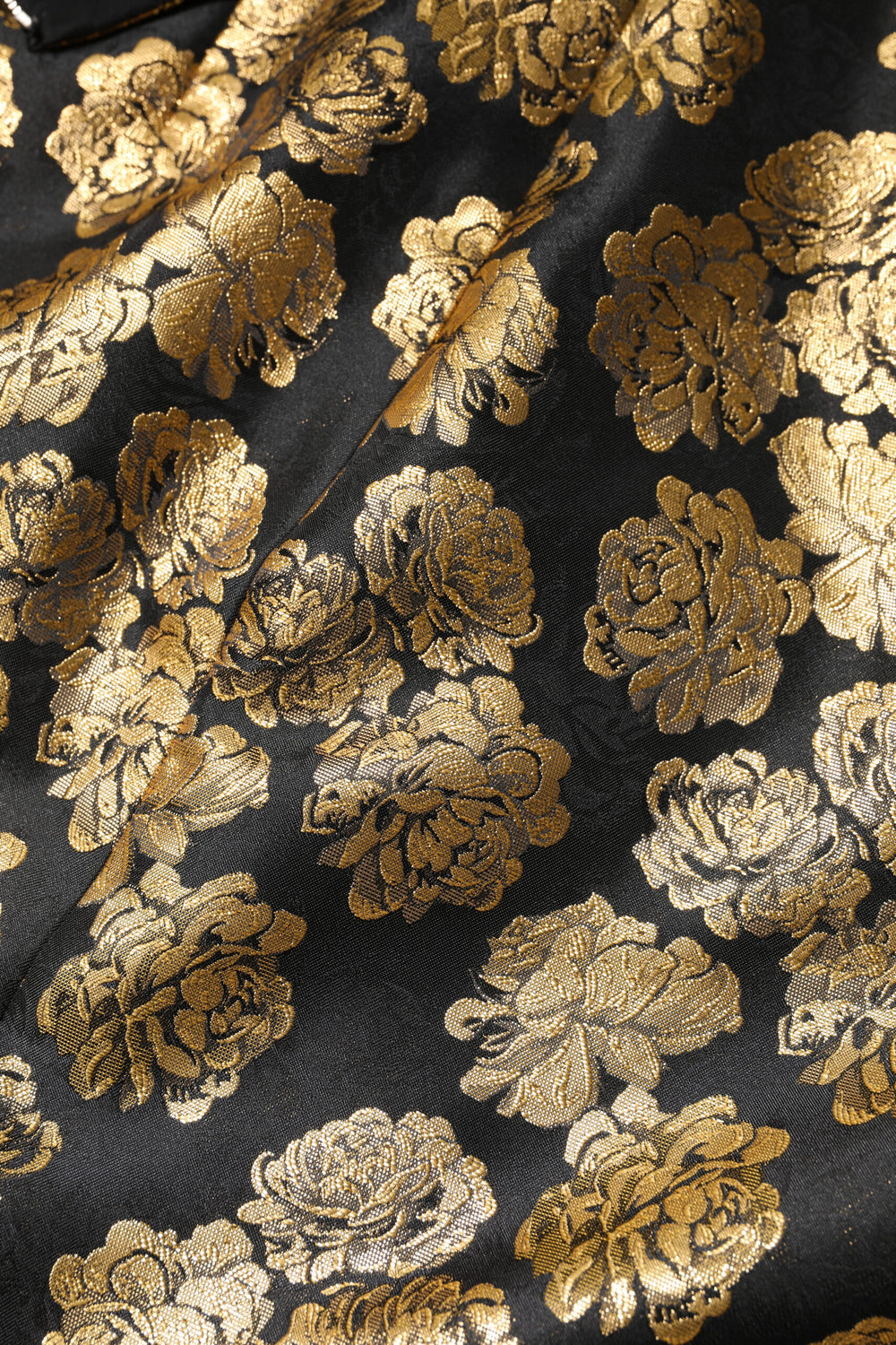 Black Gold Floral Print Jacquard Mini Skirt