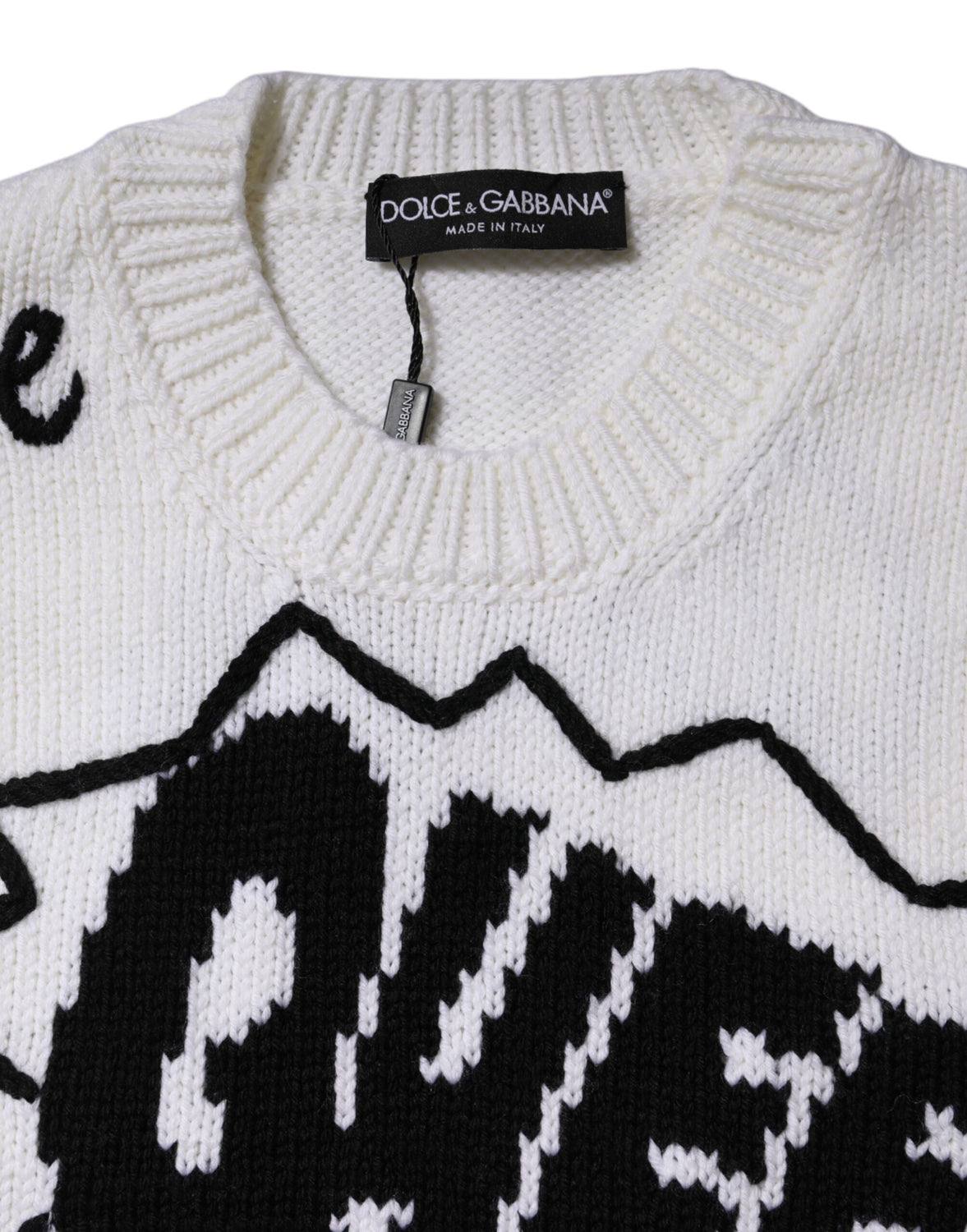 White Wool Knit Crew Neck Pullover Sweater