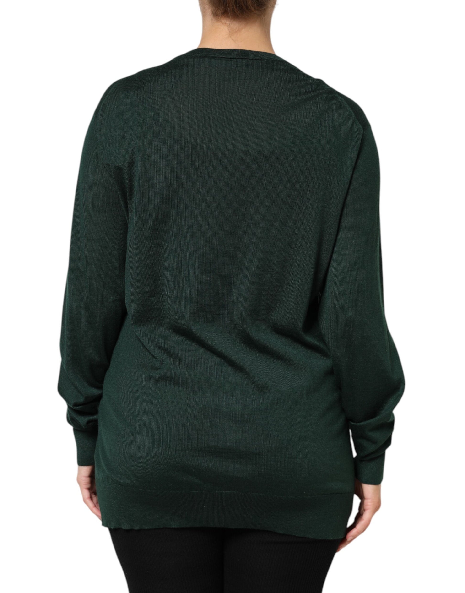 Dark Green Cashmere Silk Cardigan Sweater