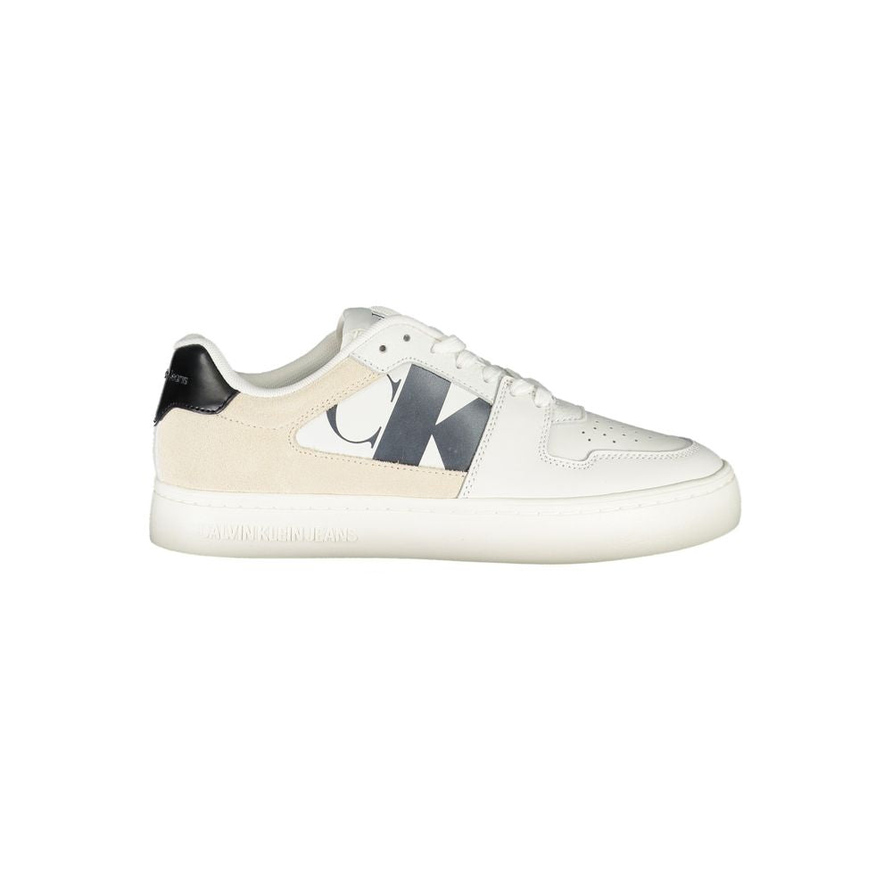 White Polyester Athletic Sneakers