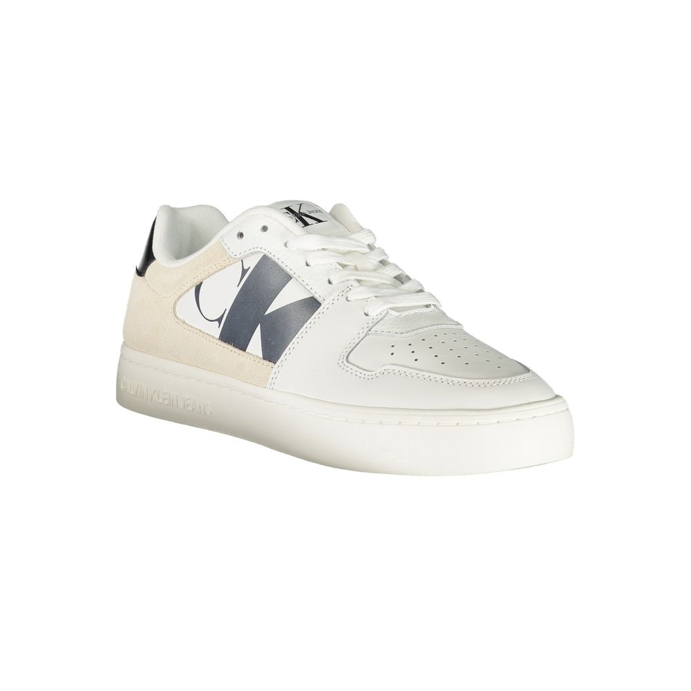 White Polyester Athletic Sneakers