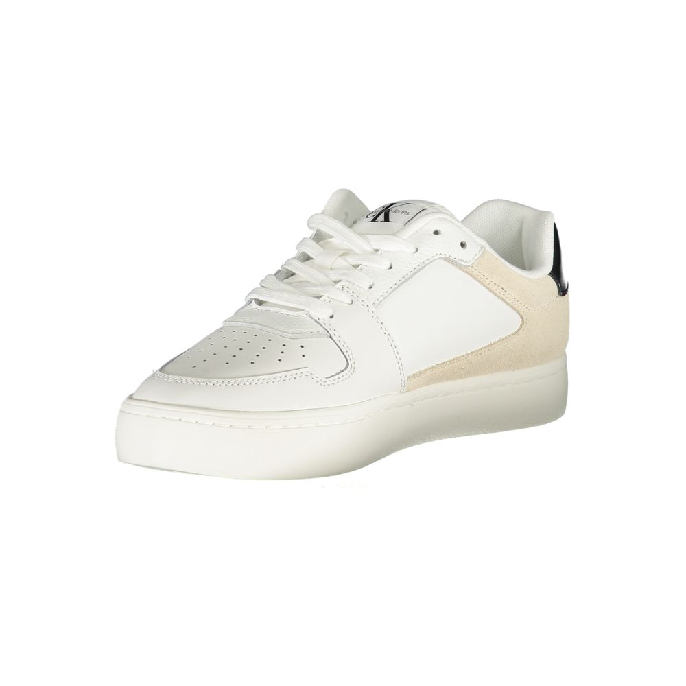 White Polyester Athletic Sneakers