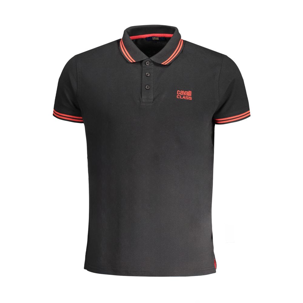 Black Cotton Men Polo Shirt