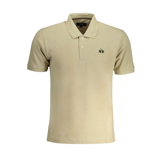 Beige Cotton Men Polo Shirt