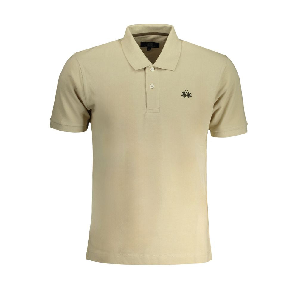 Beige Cotton Men Polo Shirt