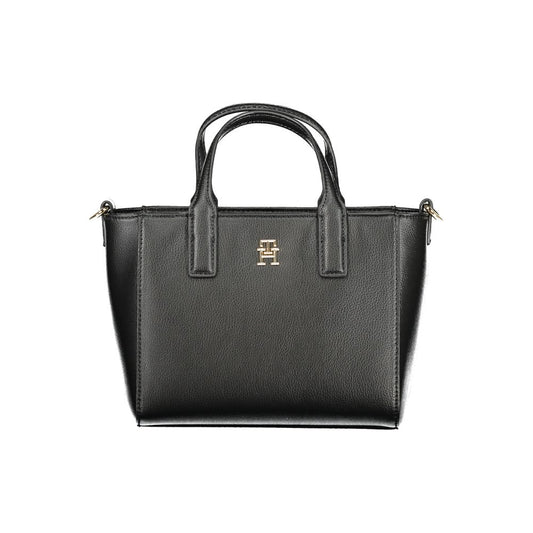 Black Polyester Women Handbag