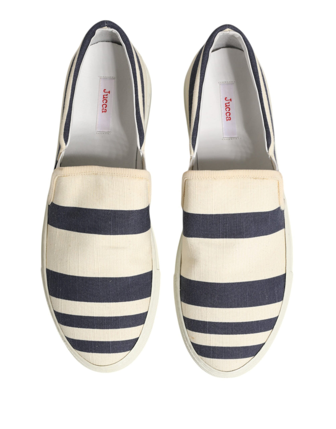 Blue White Striped Canvas Men Low Top Casual Shoes