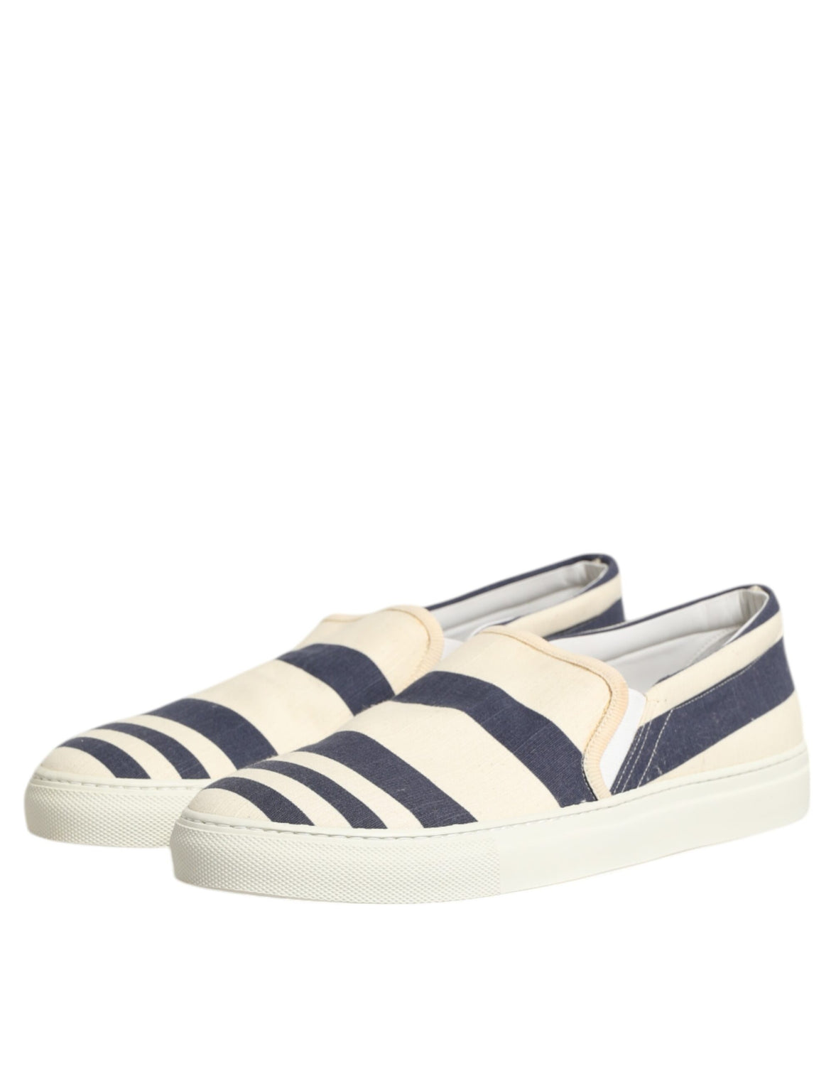 Blue White Striped Canvas Men Low Top Casual Shoes