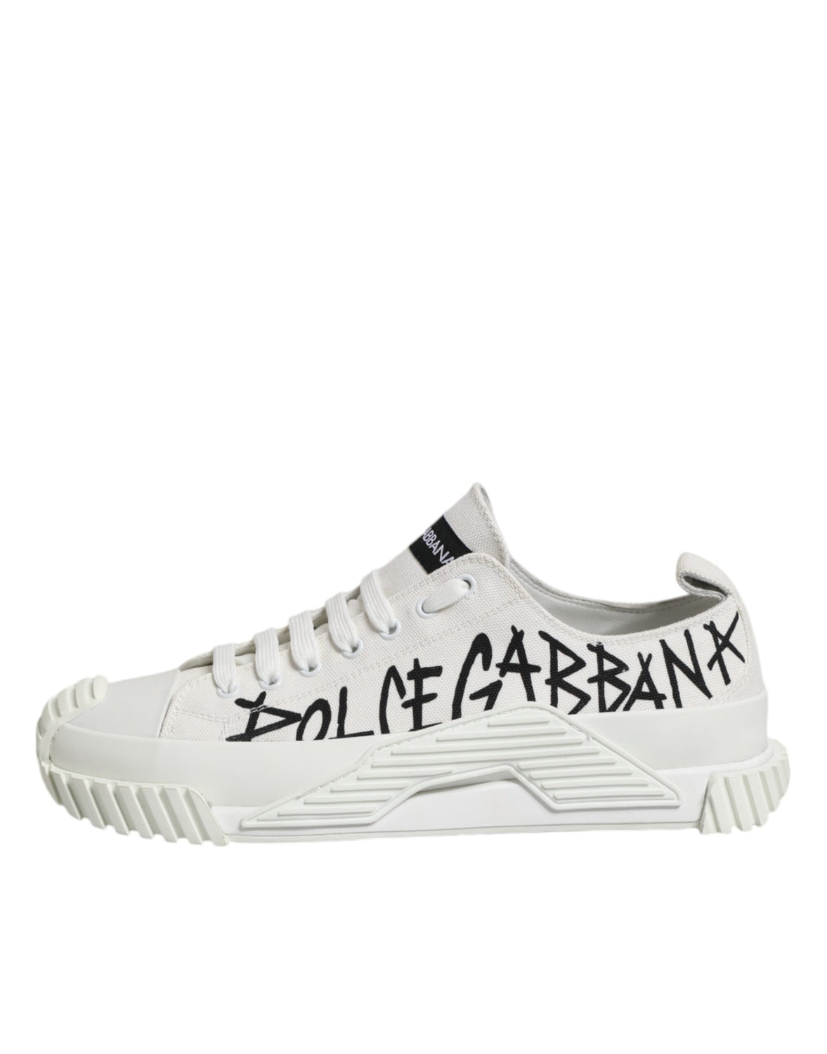 White Logo Print Lace Up Low Top Sneakers Shoes