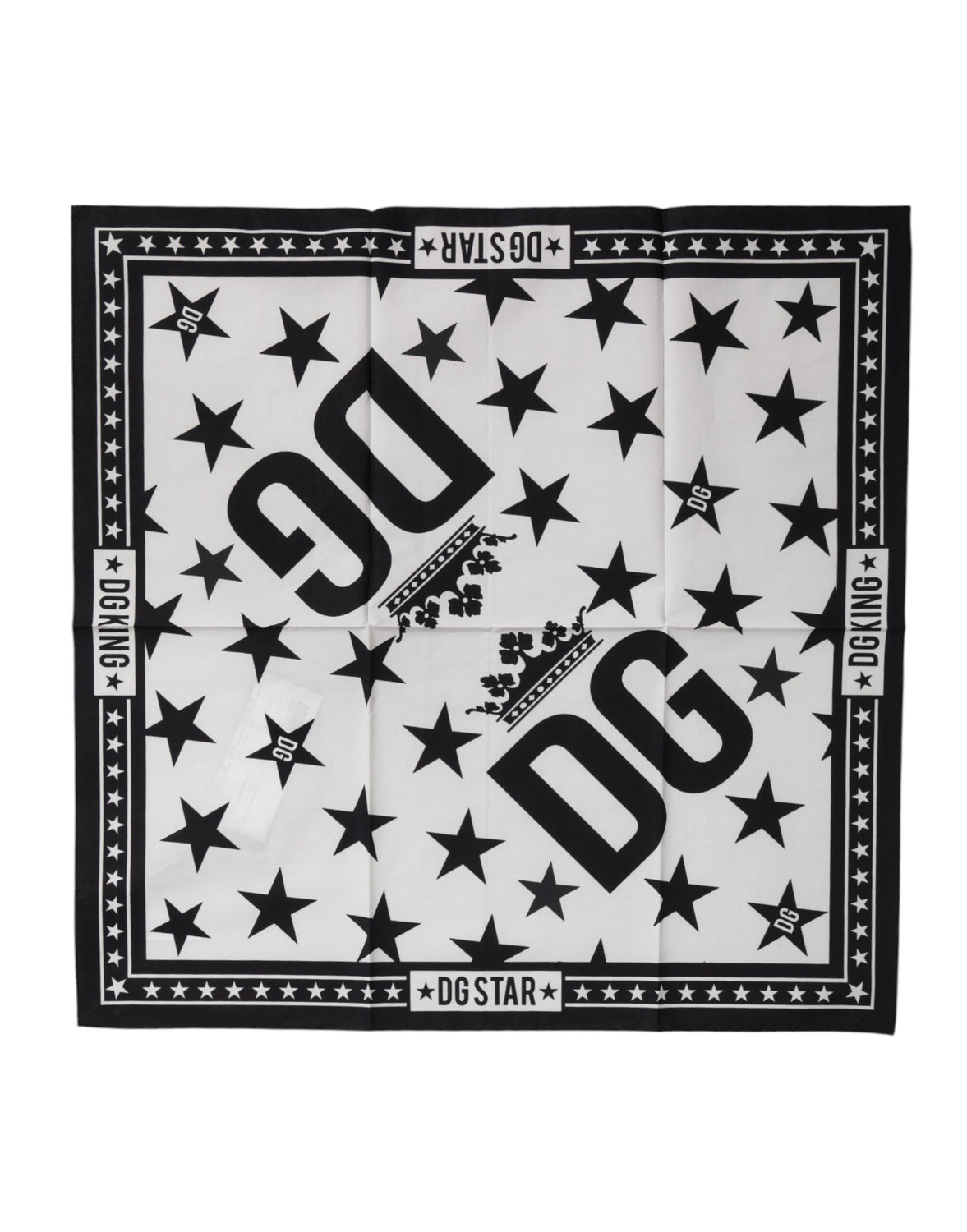 Black White Crown Cotton Square Foulard Scarf