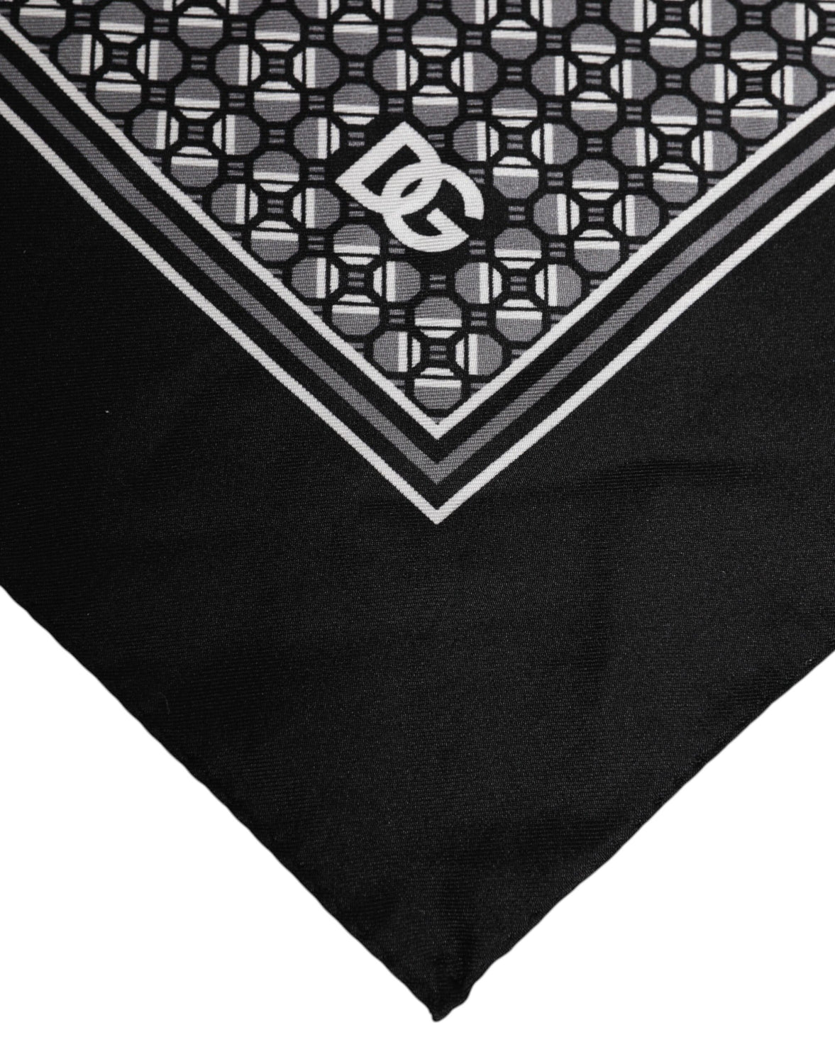 Black White Patterned Square Foulard Scarf