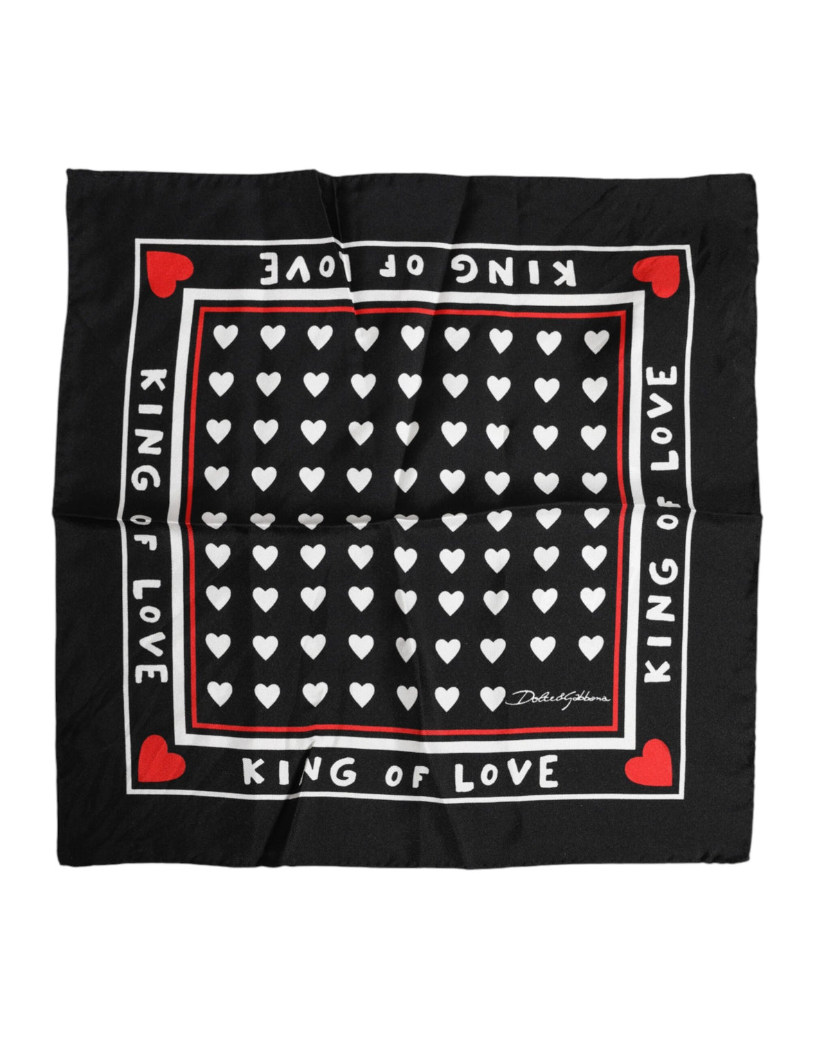 Black Printed Silk Square Men Foulard Scarf