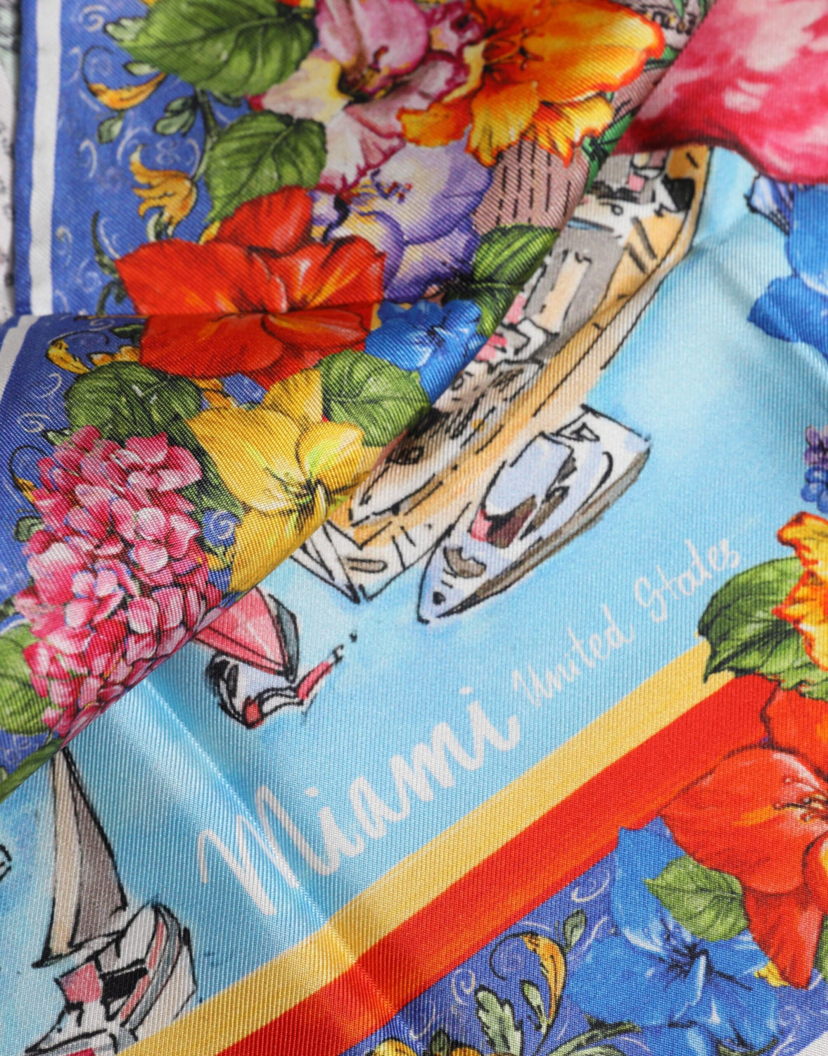 Multicolor Graphic Print Square Foulard Scarf