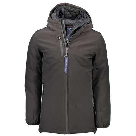 Black Polyester Men Jacket