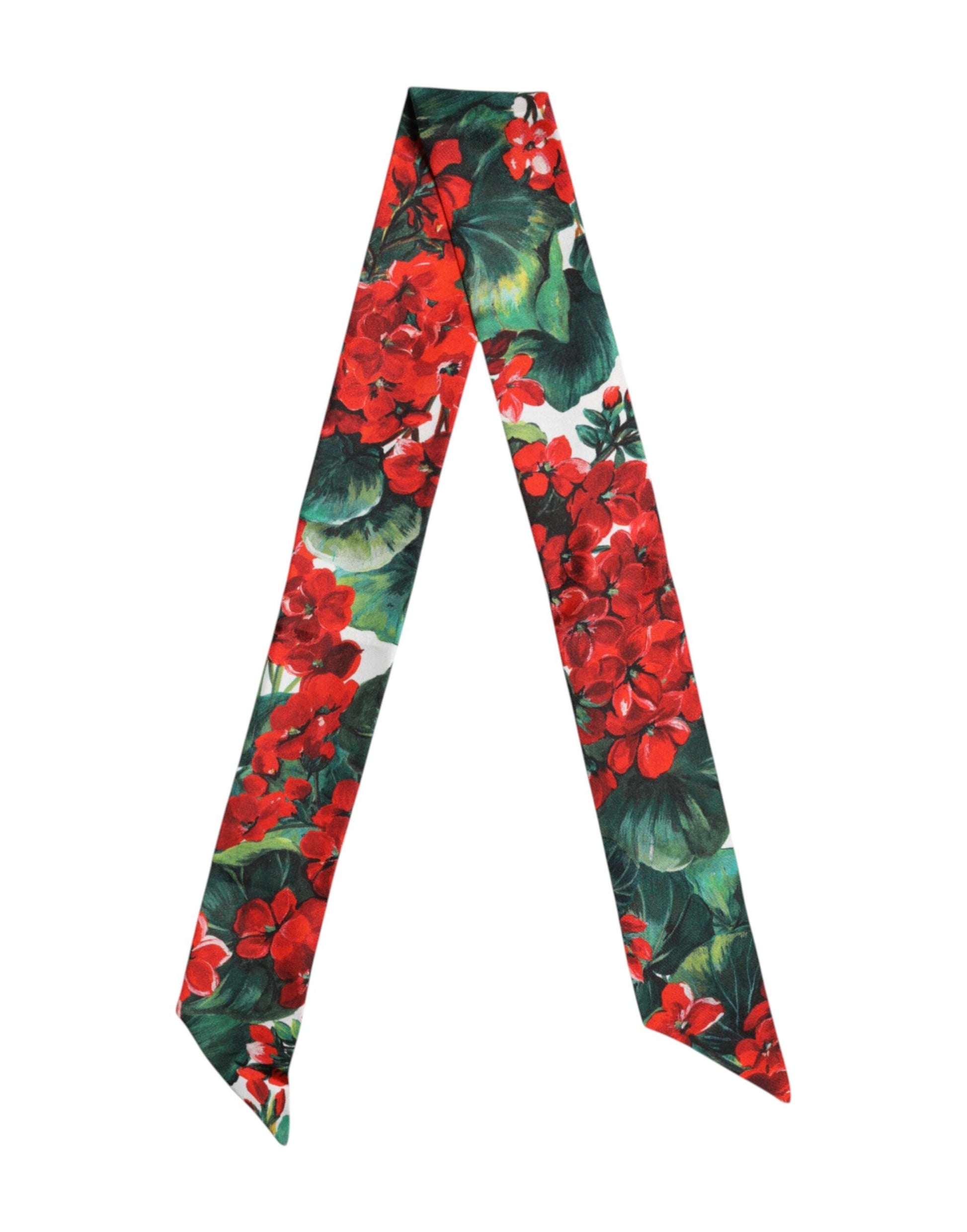 Multicolor Floral Silk Skinny Neck Wrap Scarf