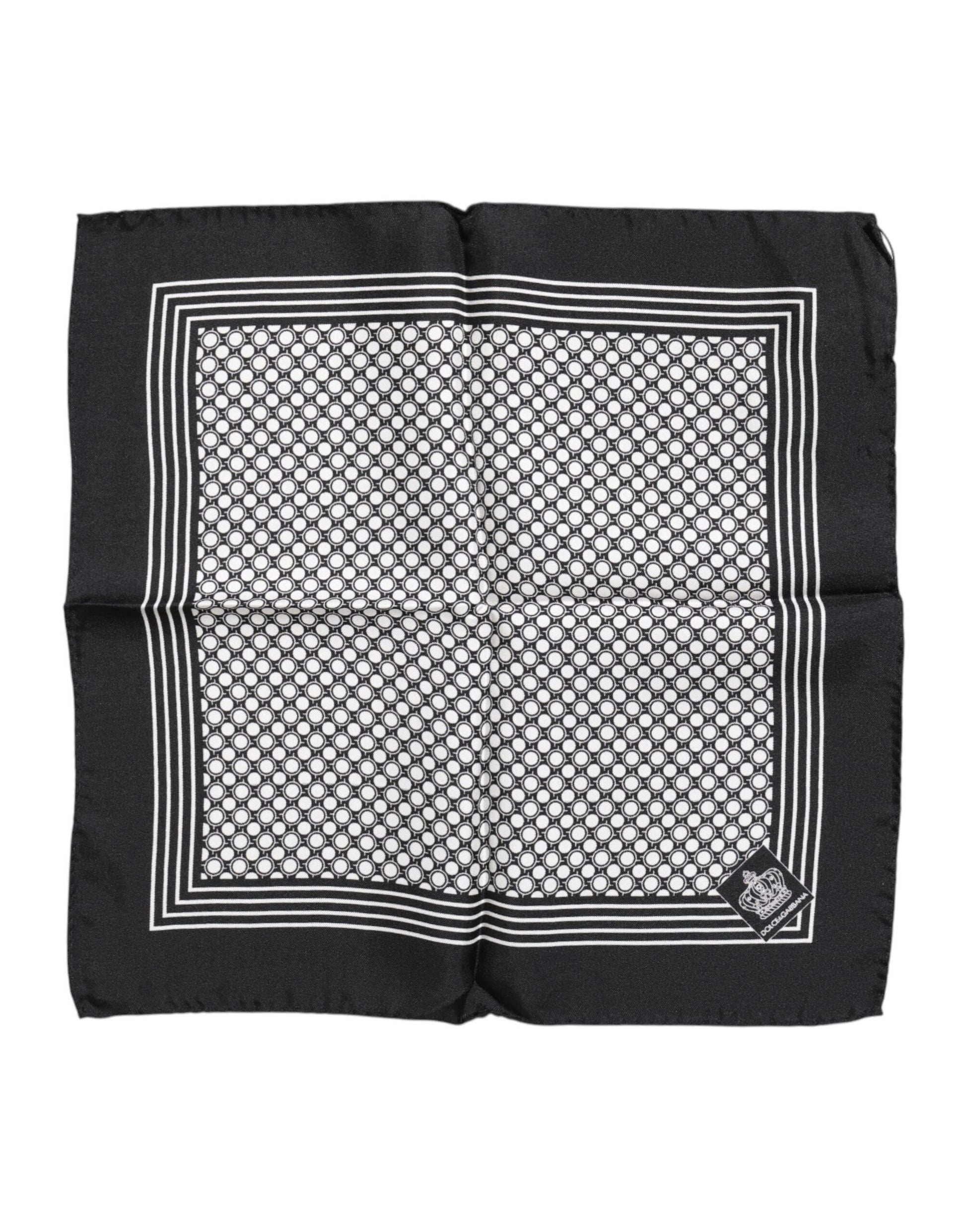 Black White Patterned Square Men Foulard Scarf