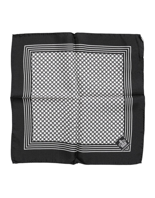 Black White Patterned Square Men Foulard Scarf