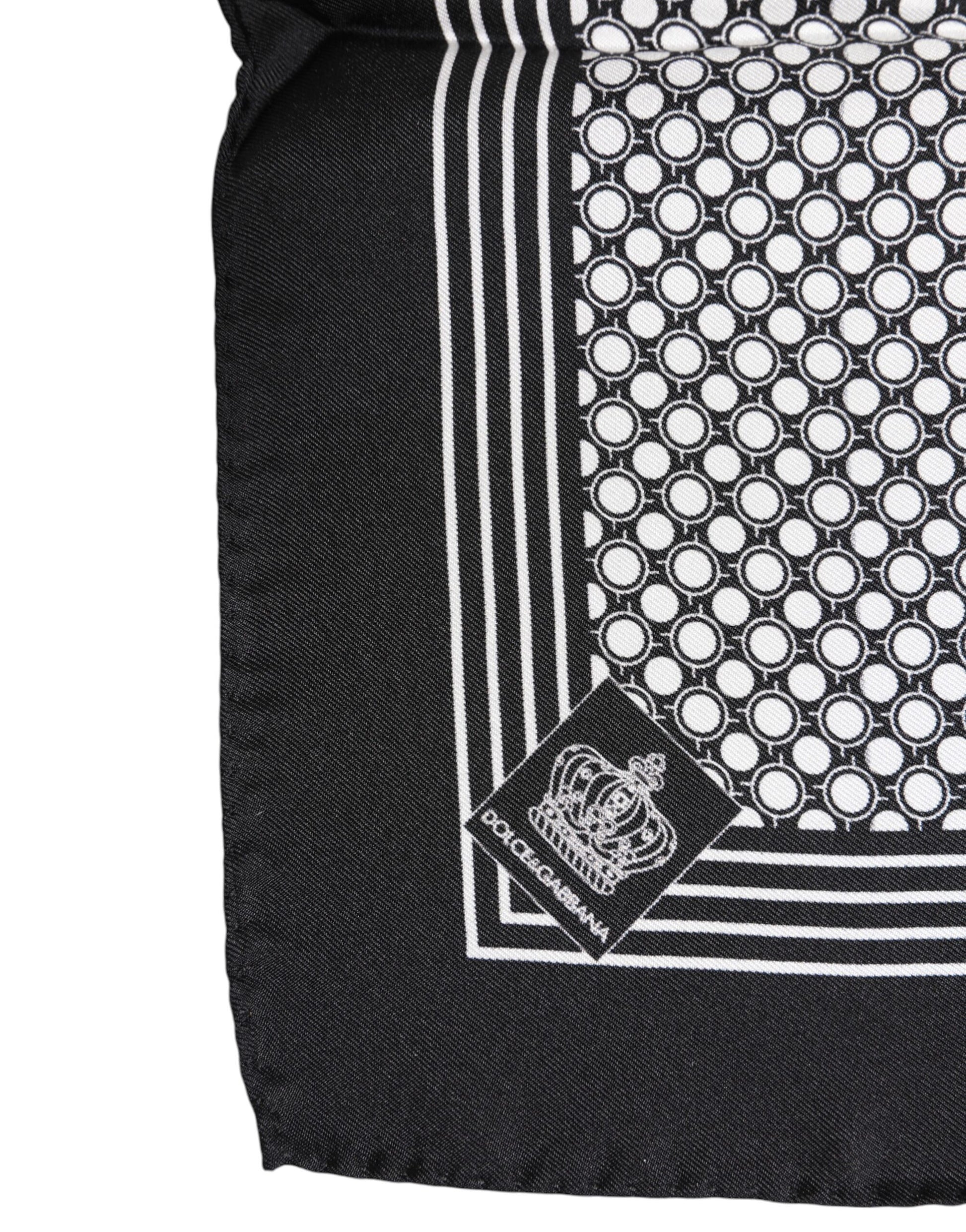 Black White Patterned Square Men Foulard Scarf