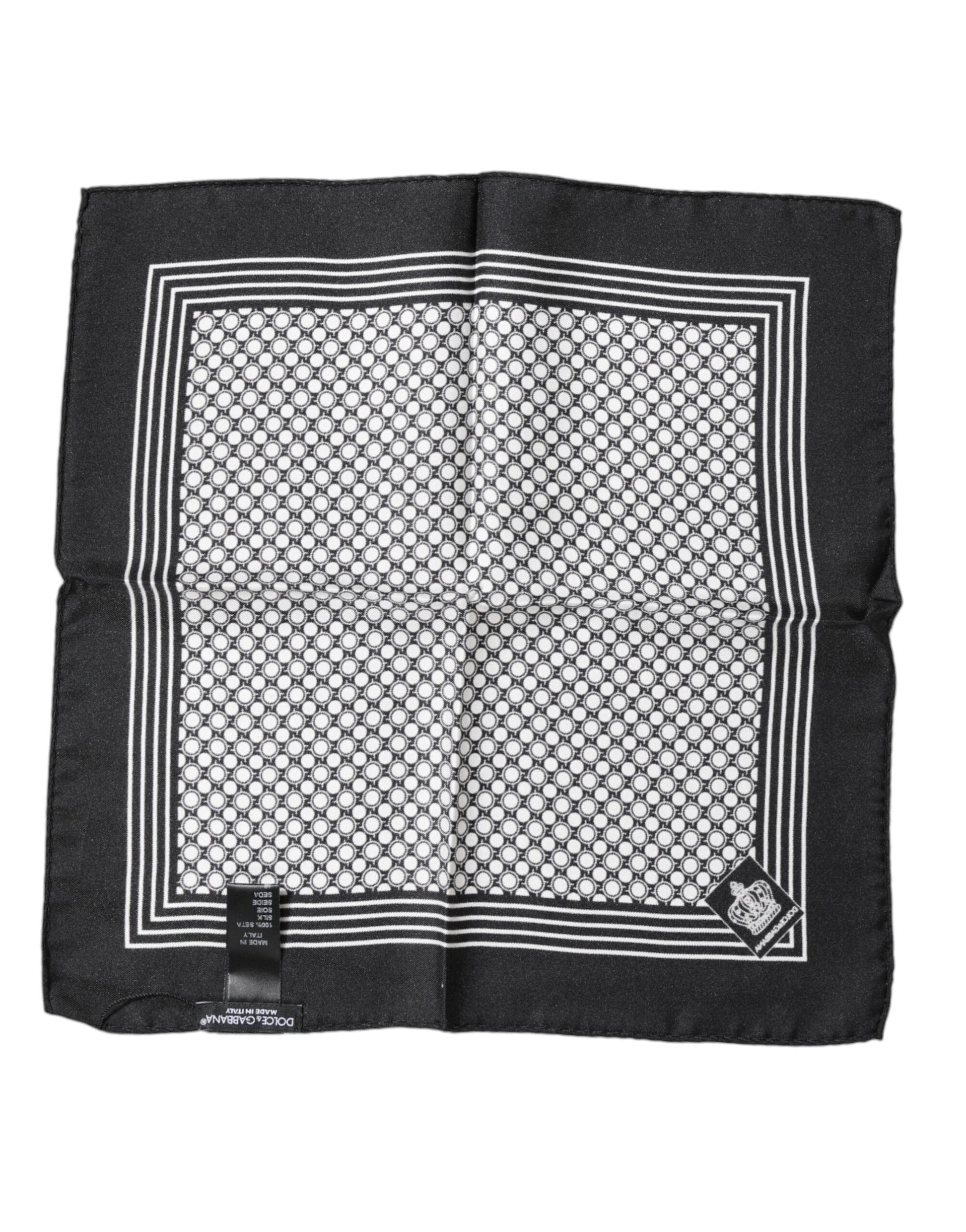Black White Patterned Square Men Foulard Scarf