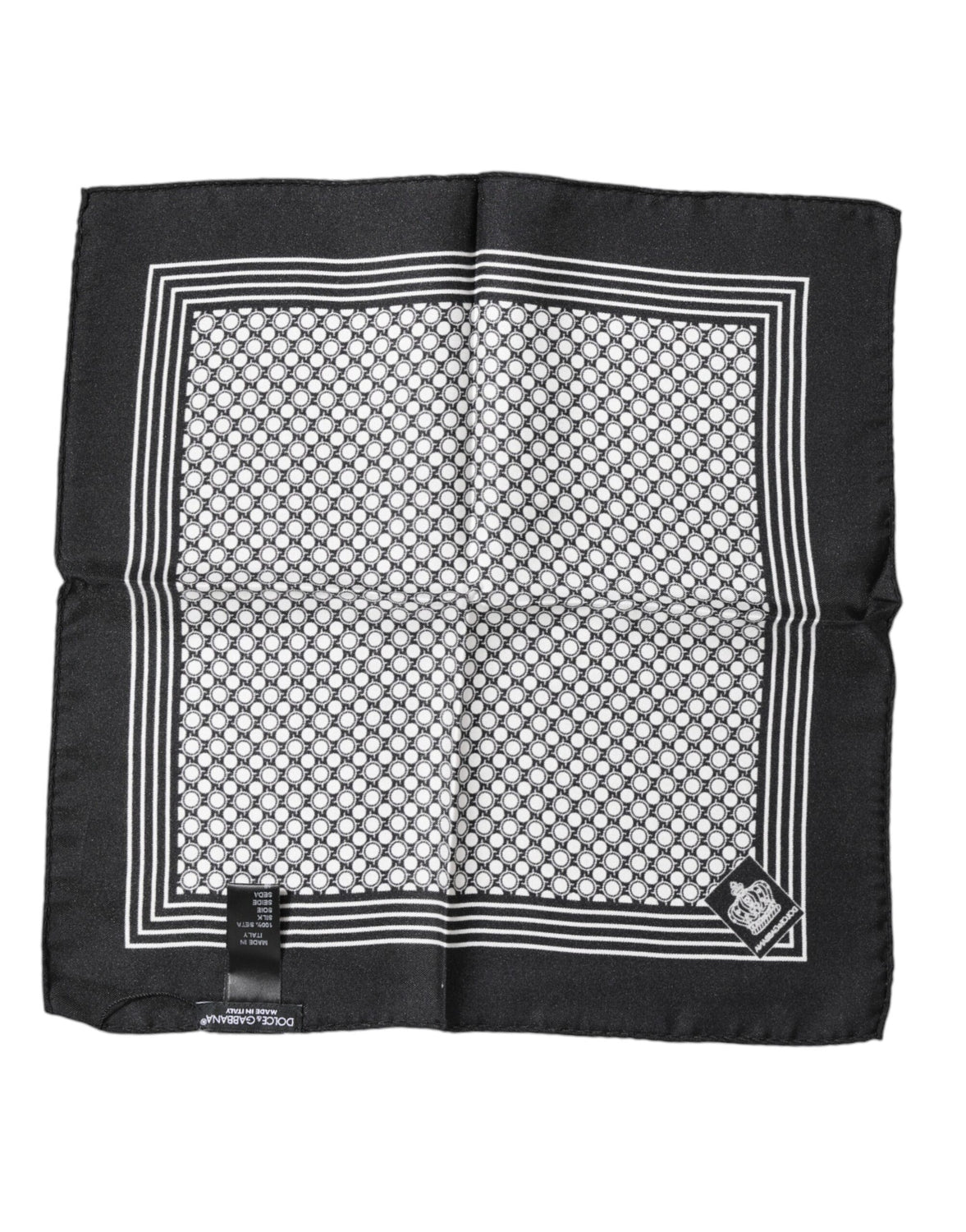Black White Patterned Square Men Foulard Scarf