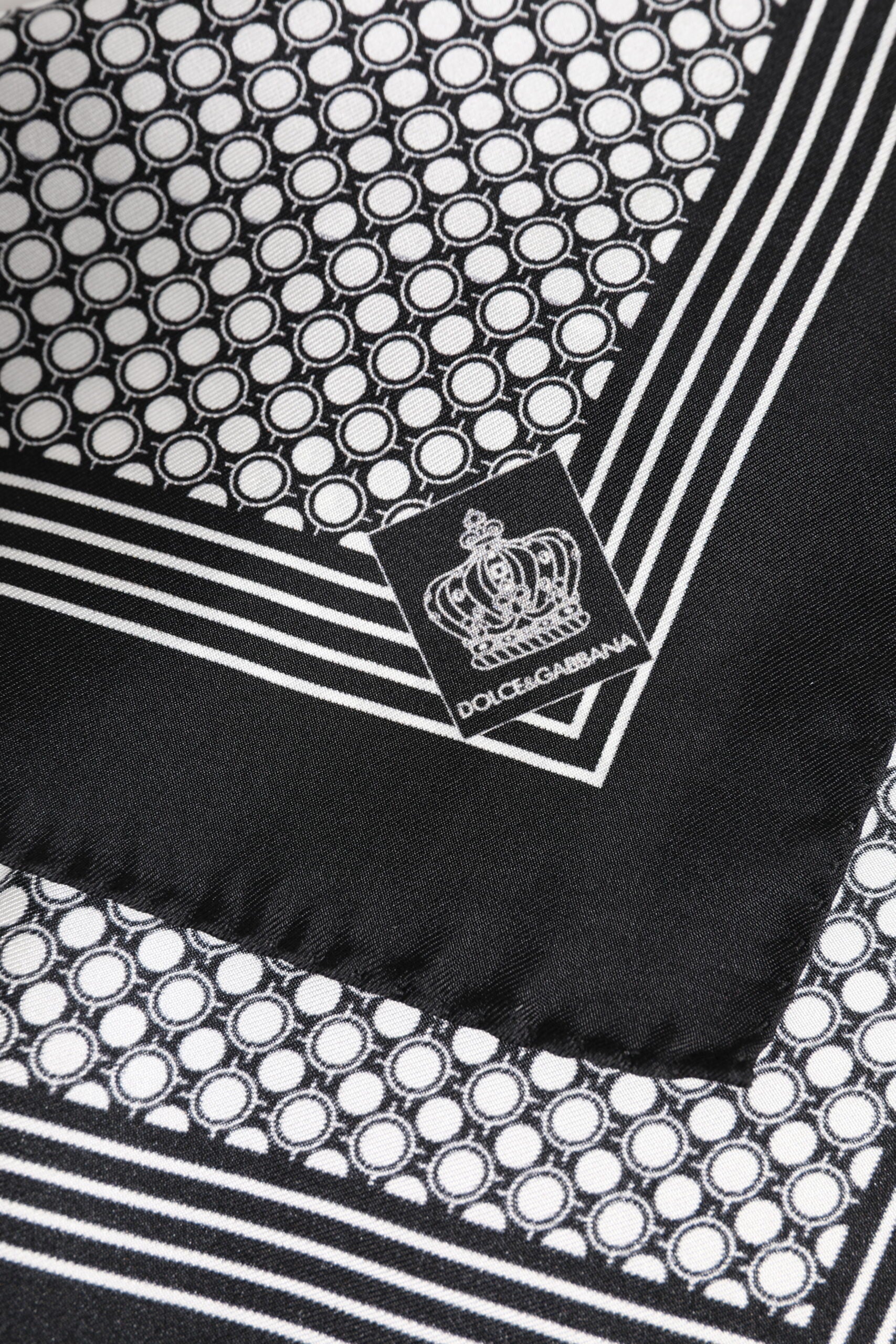 Black White Patterned Square Men Foulard Scarf