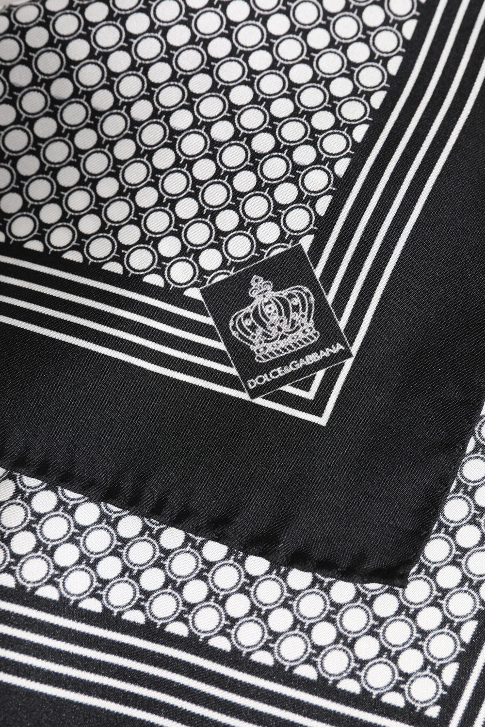 Black White Patterned Square Men Foulard Scarf