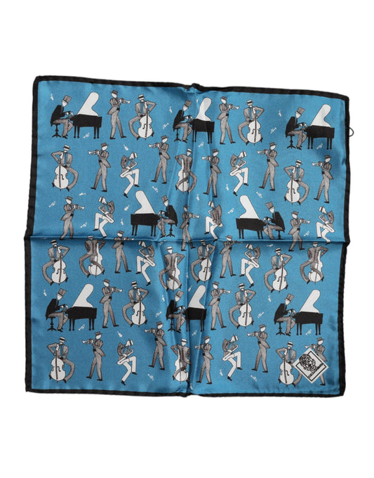 Blue Jazz Club Silk Square Men Foulard Scarf