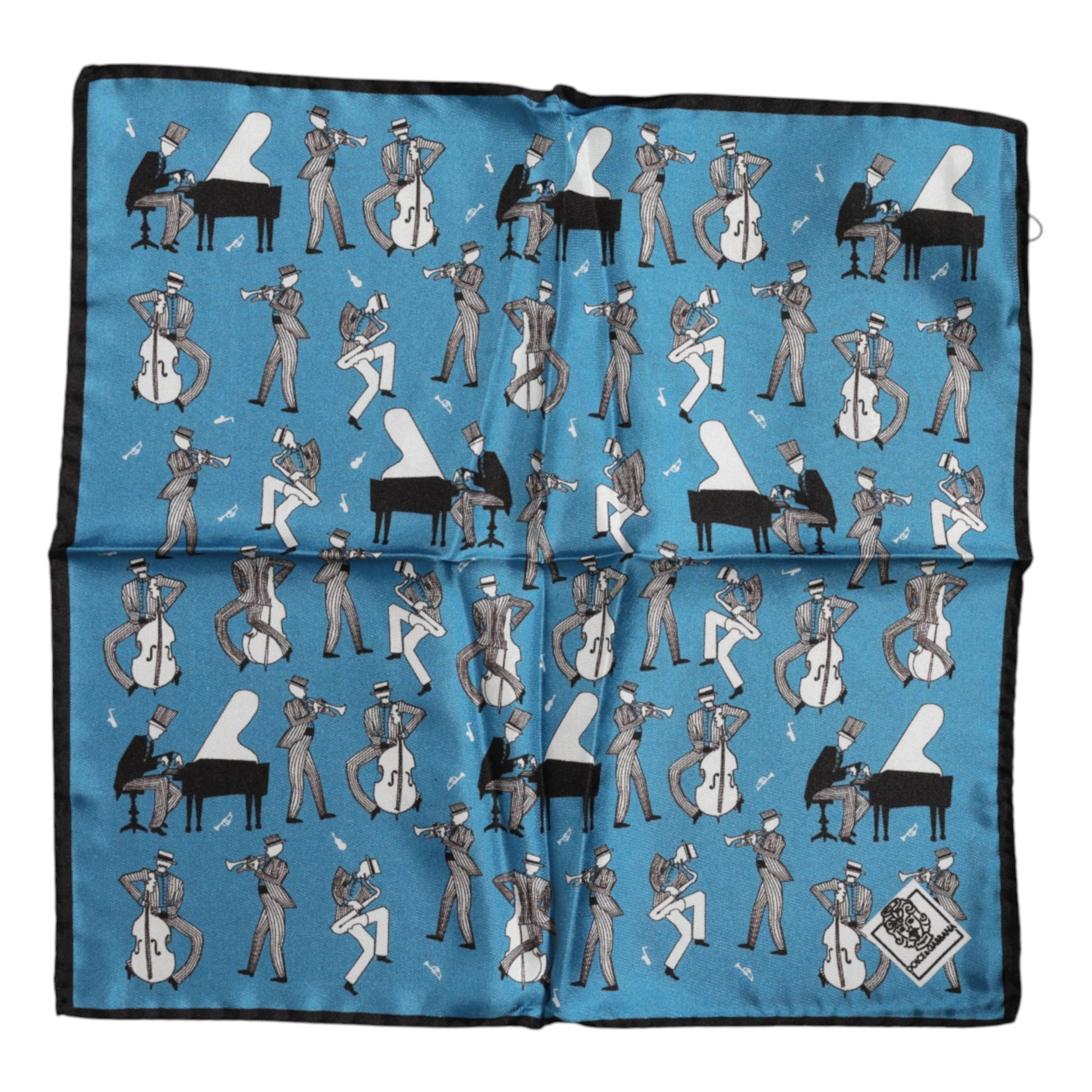 Blue Jazz Club Silk Square Men Foulard Scarf