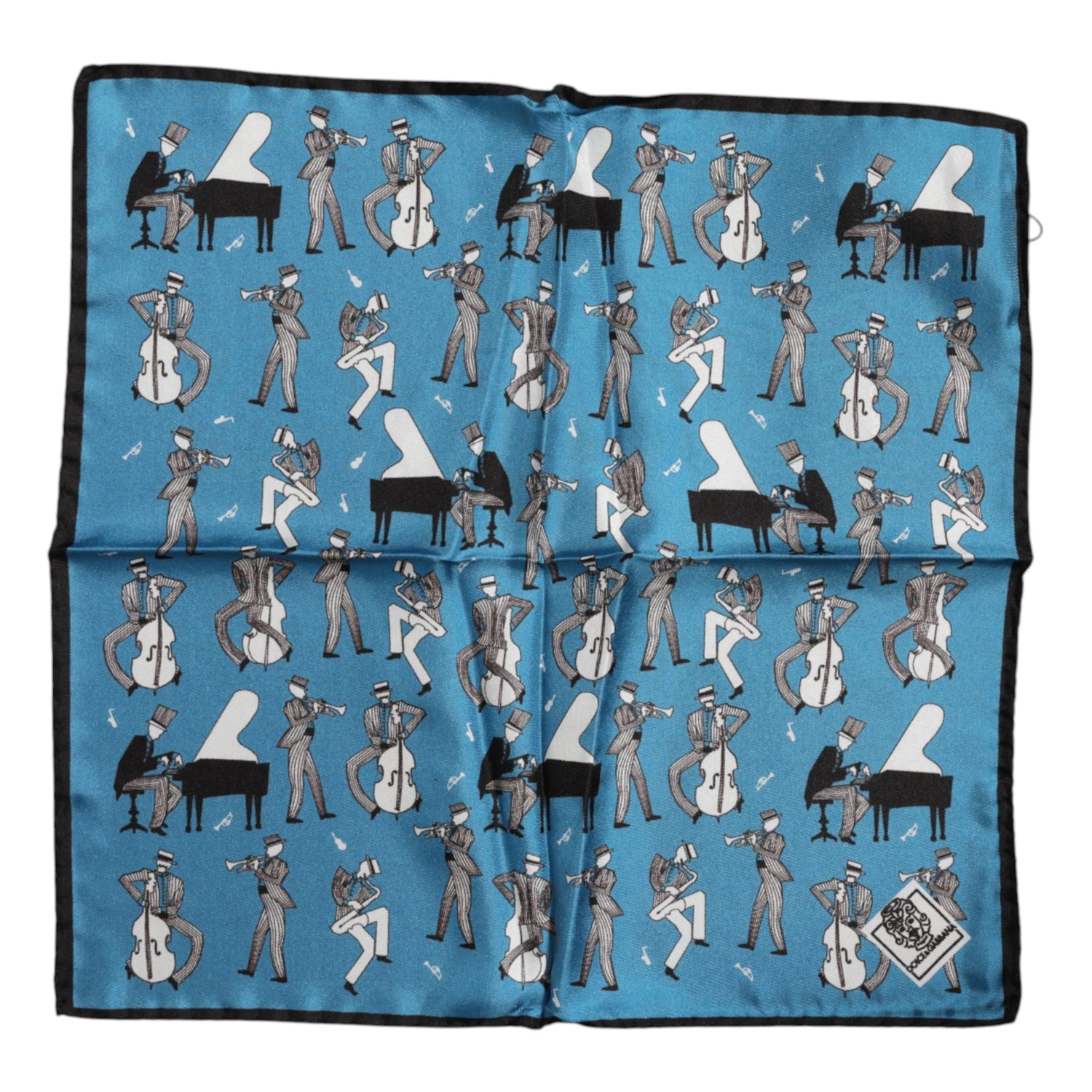 Blue Jazz Club Silk Square Men Foulard Scarf