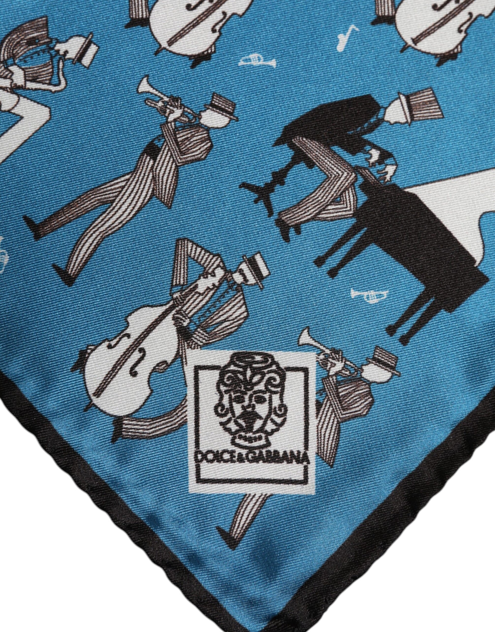 Blue Jazz Club Silk Square Men Foulard Scarf