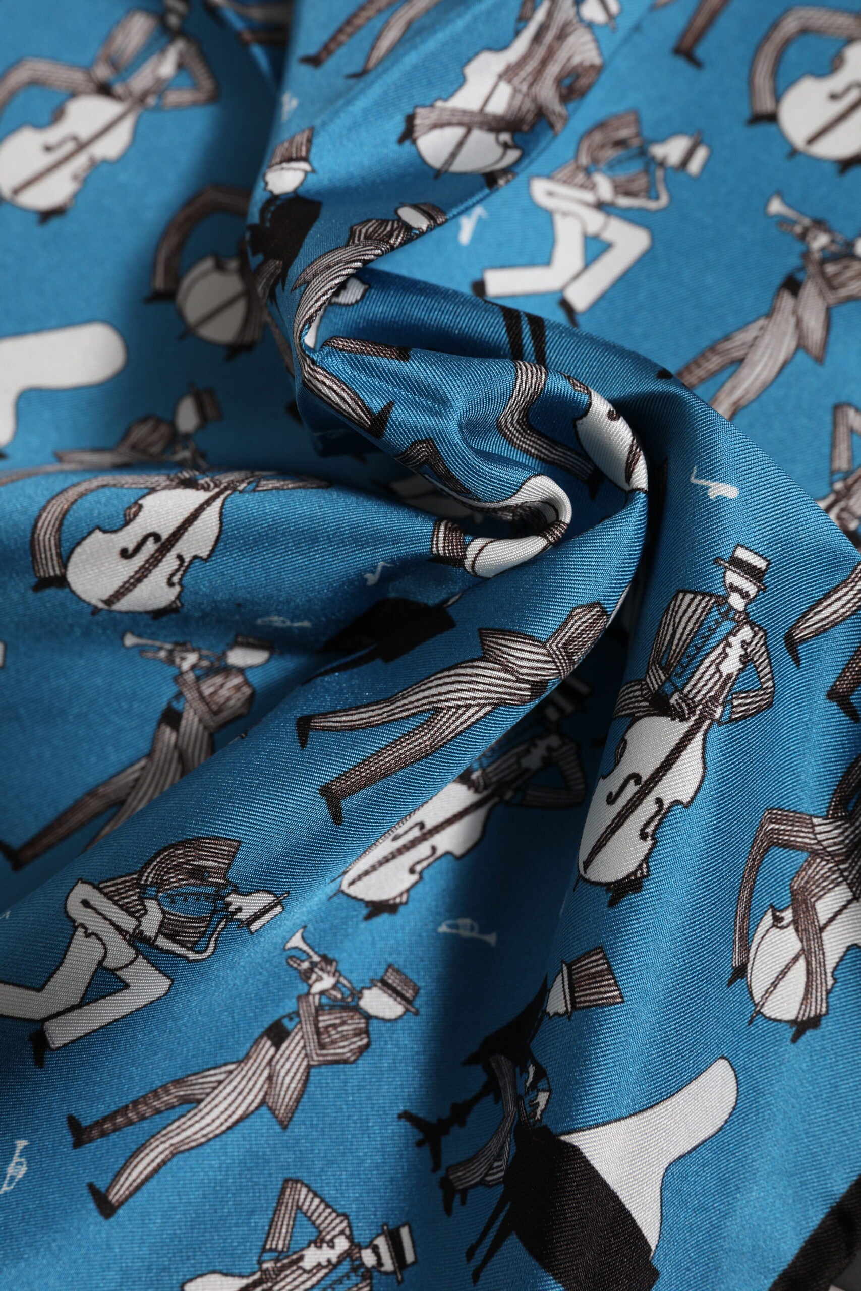 Blue Jazz Club Silk Square Men Foulard Scarf