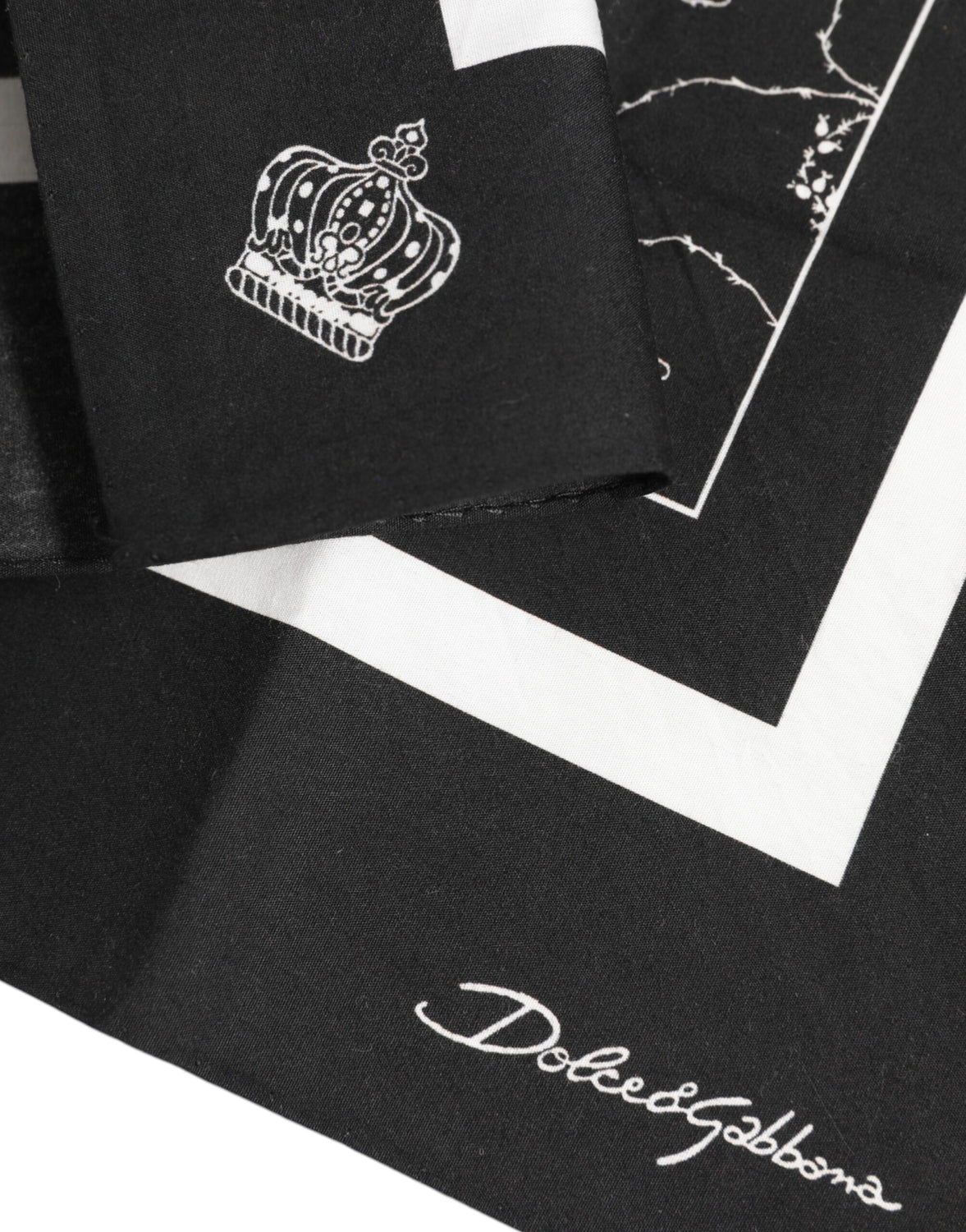 Black White Printed Square Foulard Scarf