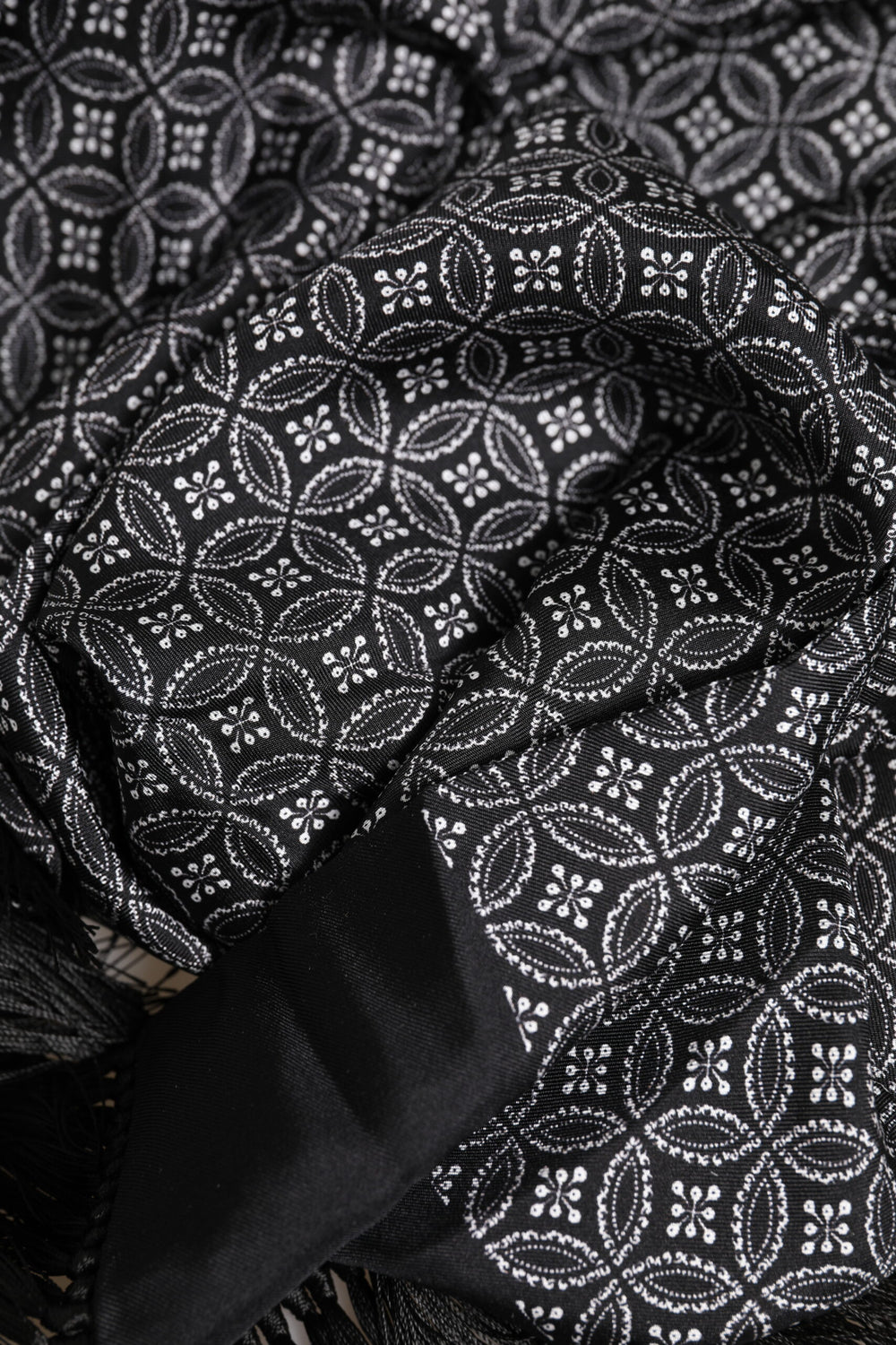 Black Patterned Fringes Men Foulard Scarf
