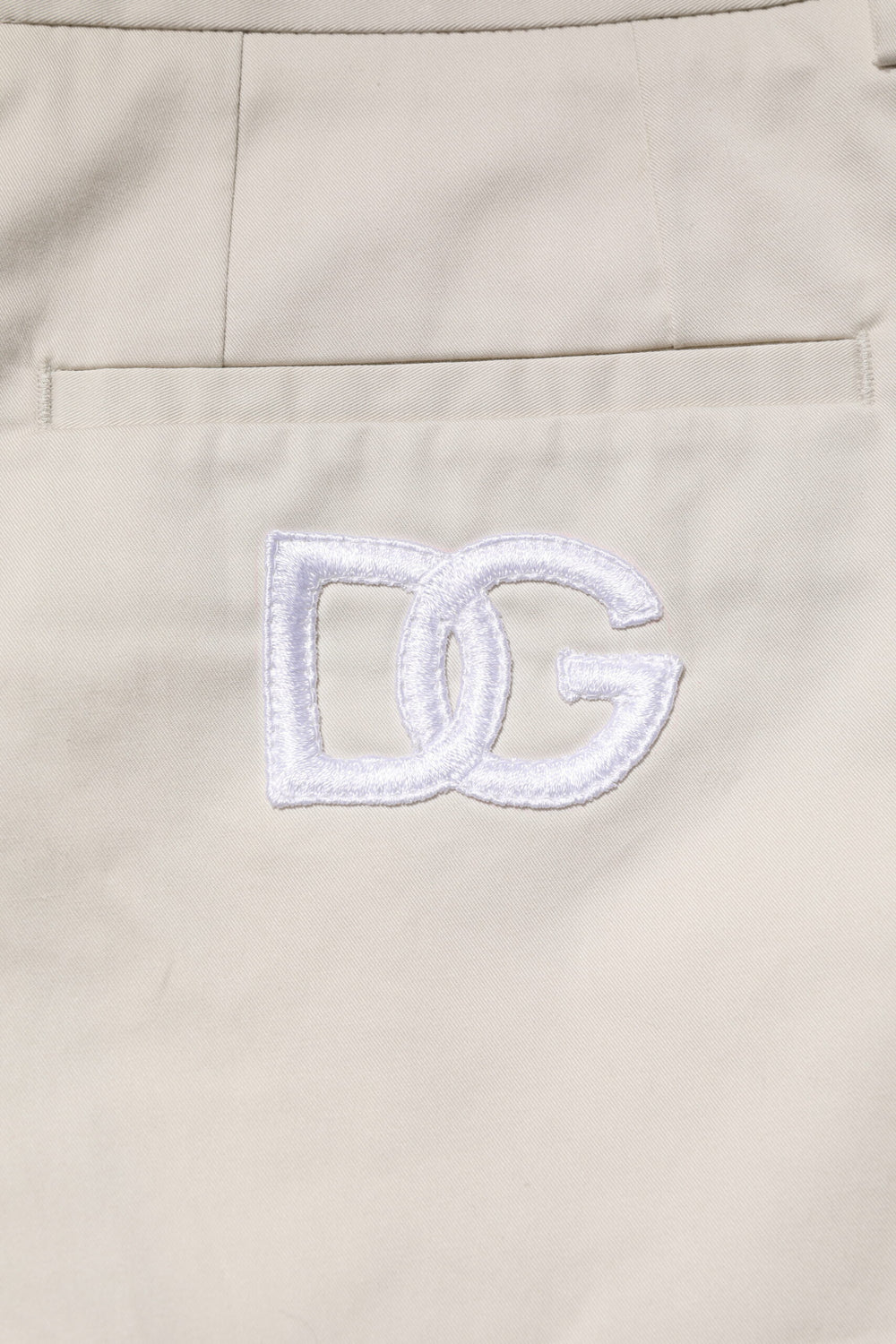 Beige Cotton Stretch Mid Waist Bermuda Shorts