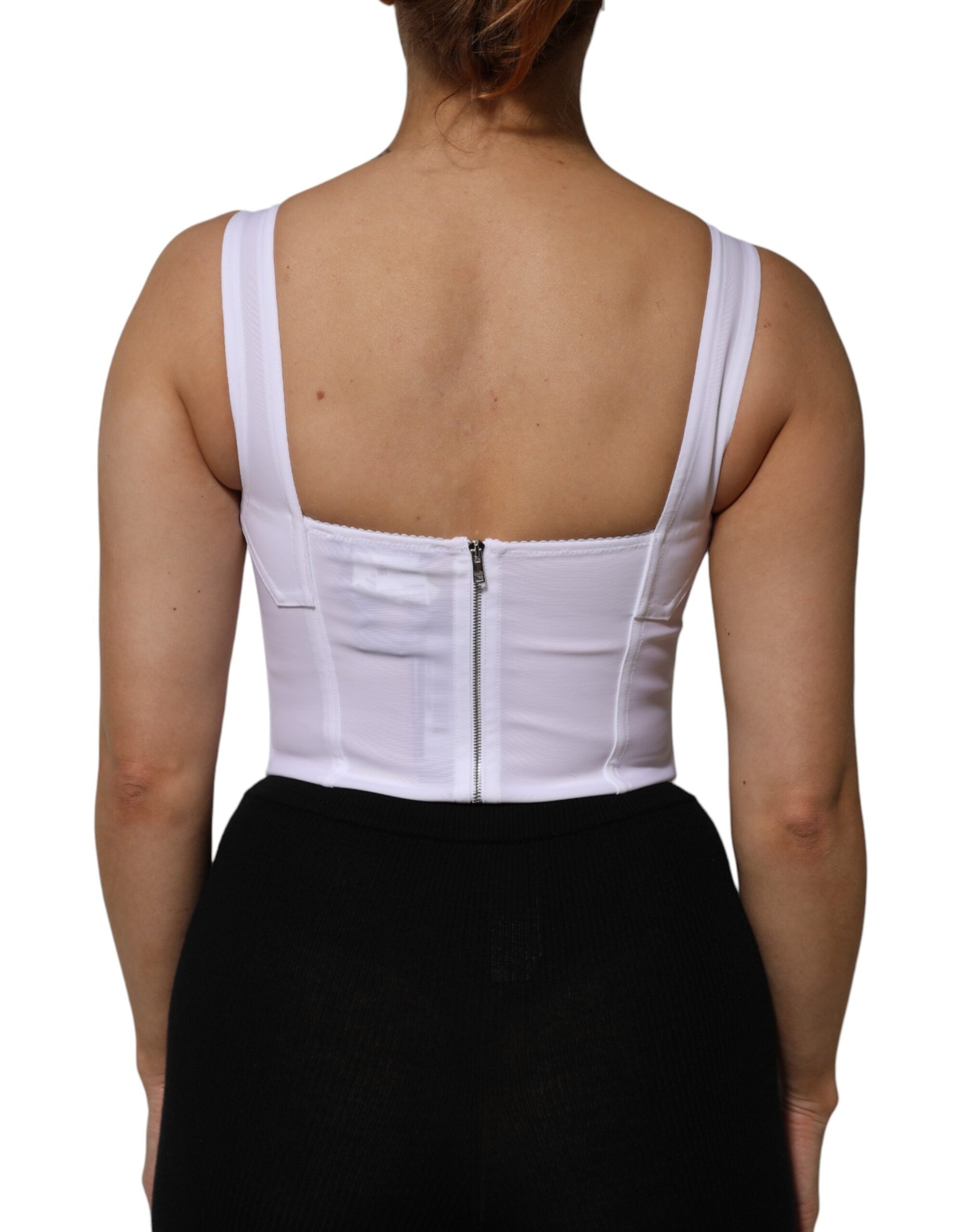 White Bustier Sleeveless Corset Blouse Top