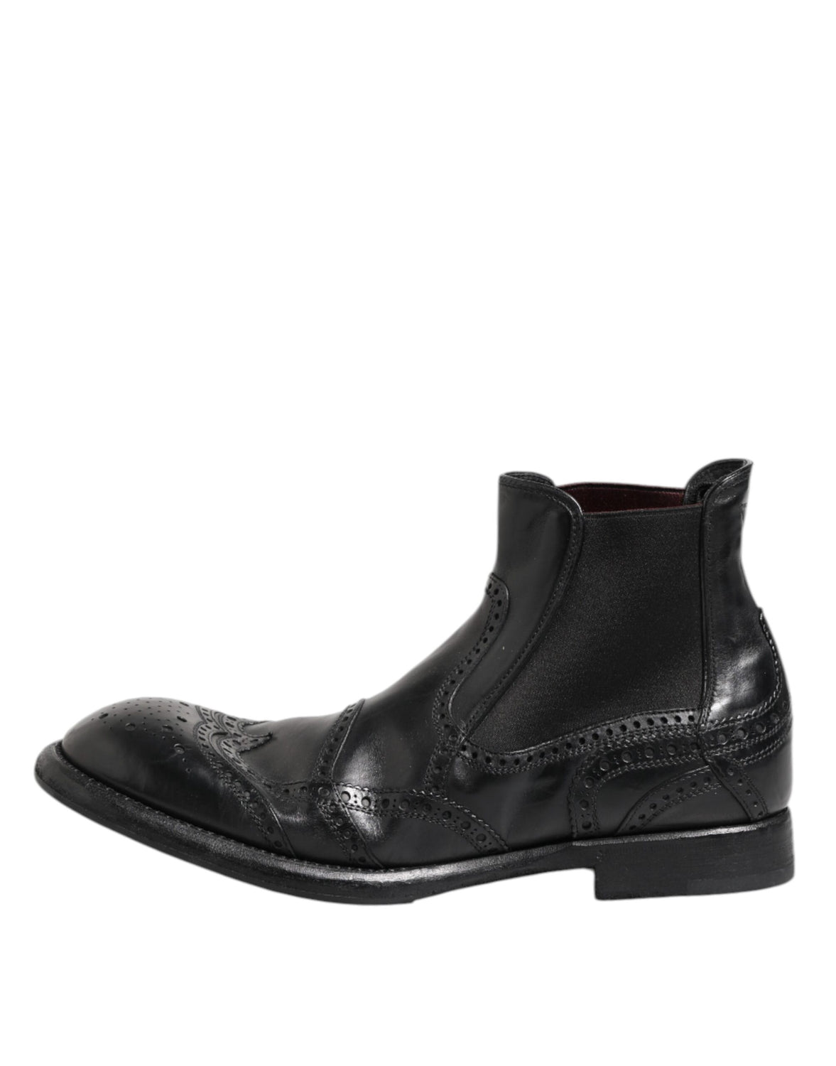 Black Leather Ankle Boots Slip On Shoes