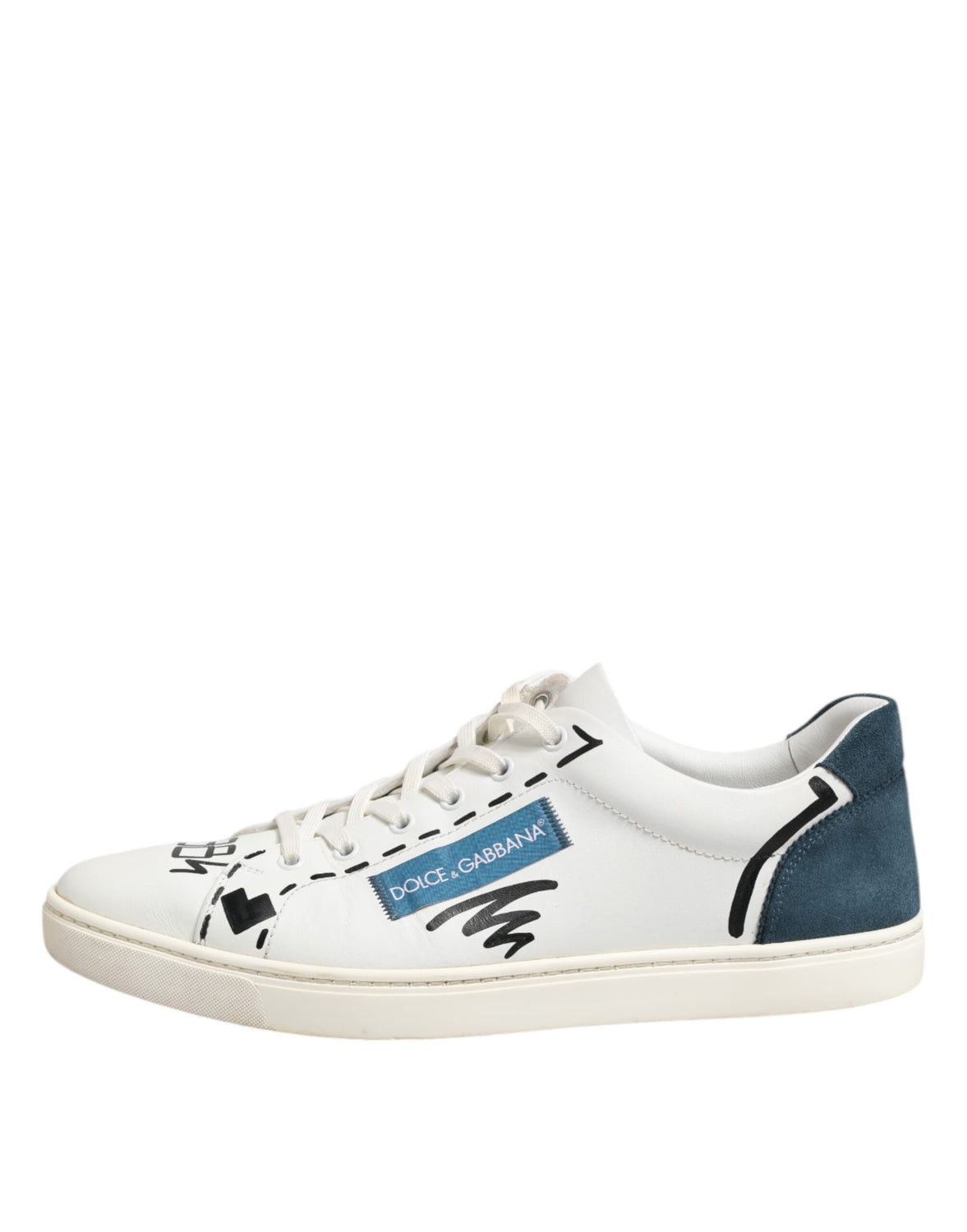 White Leather Printed Low Top Sneakers Shoes