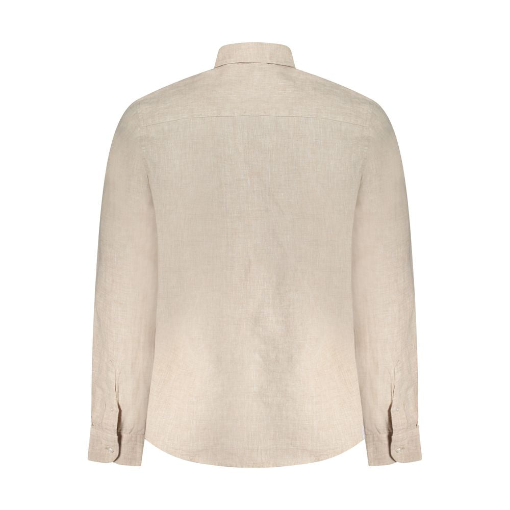 Beige Linen Men Shirt