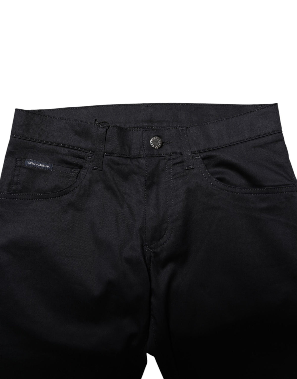 Black Cotton Skinny Mid Waist Pants