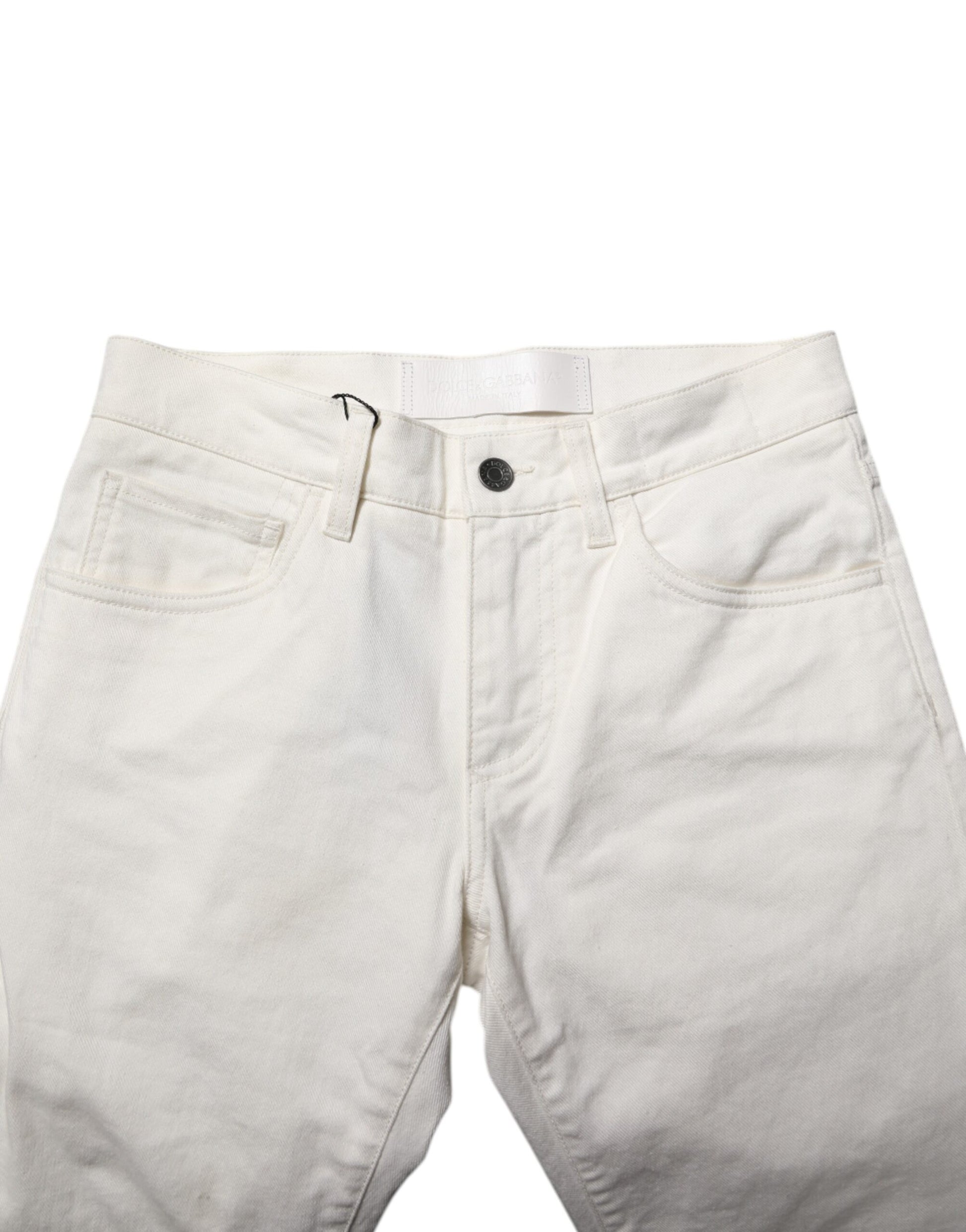 White Cotton Skinny Men Denim Jeans
