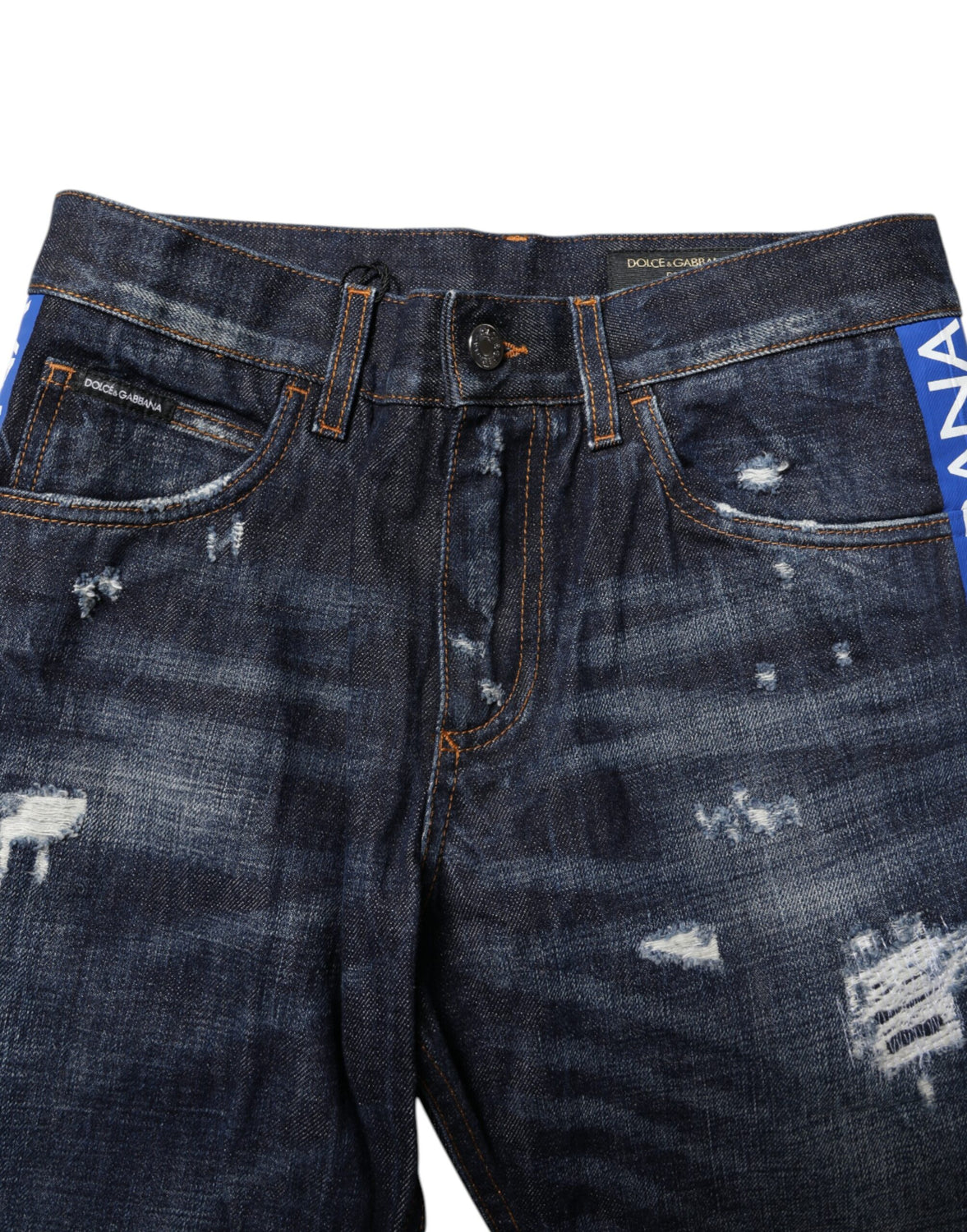 Dark Blue Tattered Skinny Denim Jeans