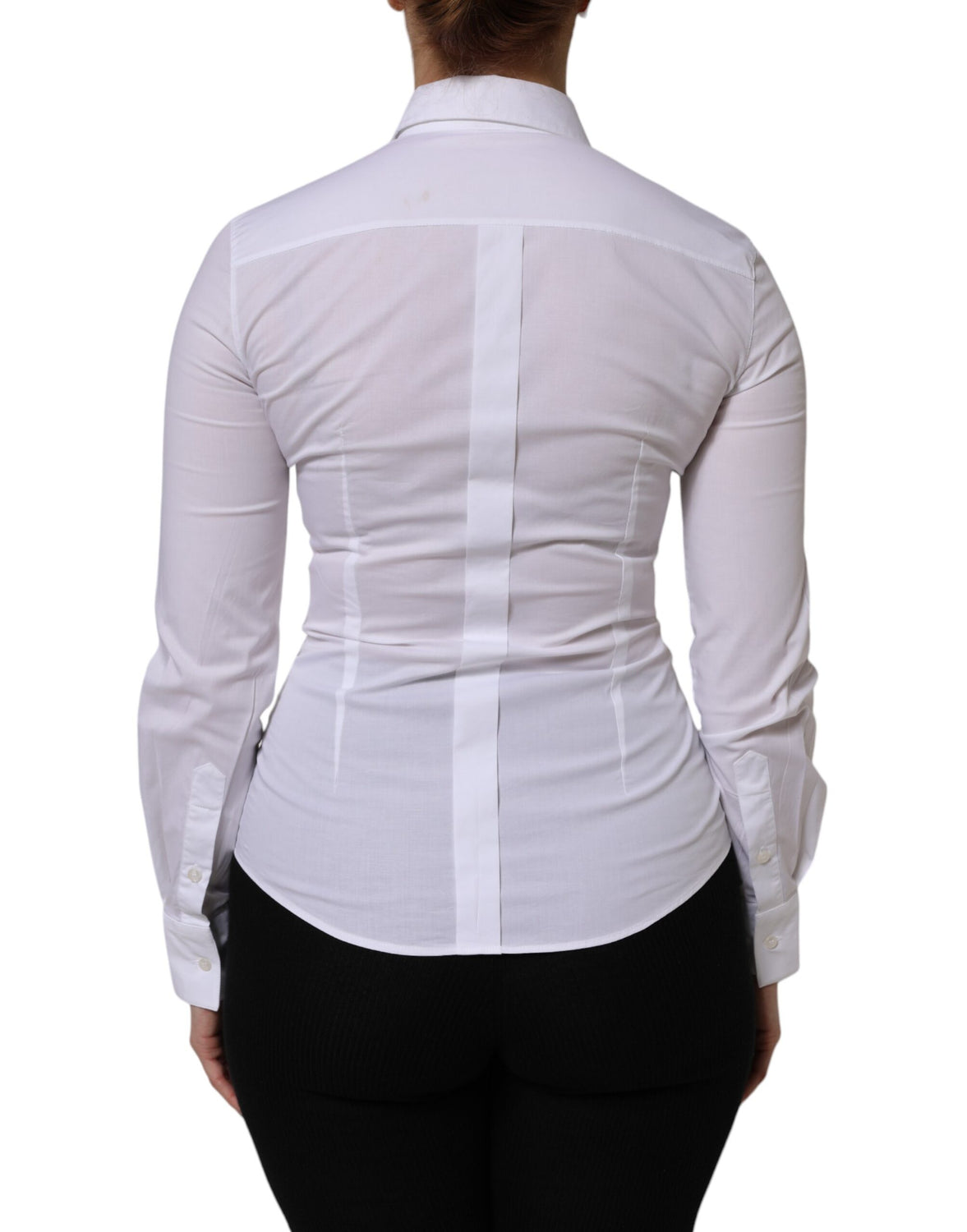 White Cotton Collared Long Sleeves Top Shirt