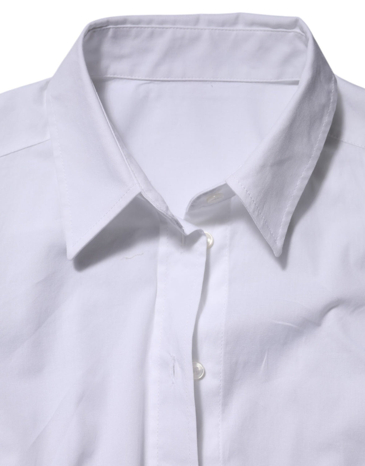 White Cotton Collared Long Sleeves Top Shirt