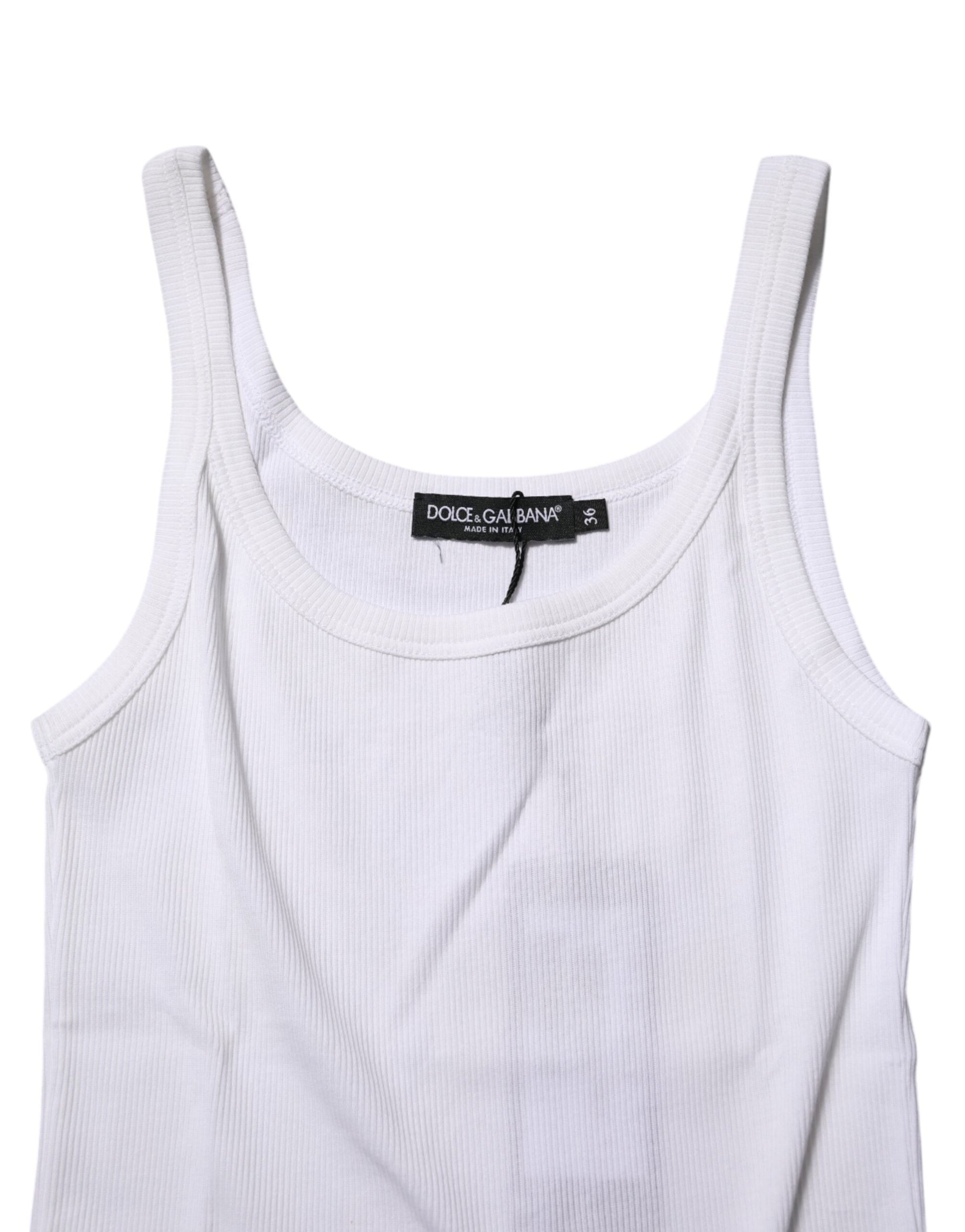 White Cotton Sleeveless Round Neck Tank Top