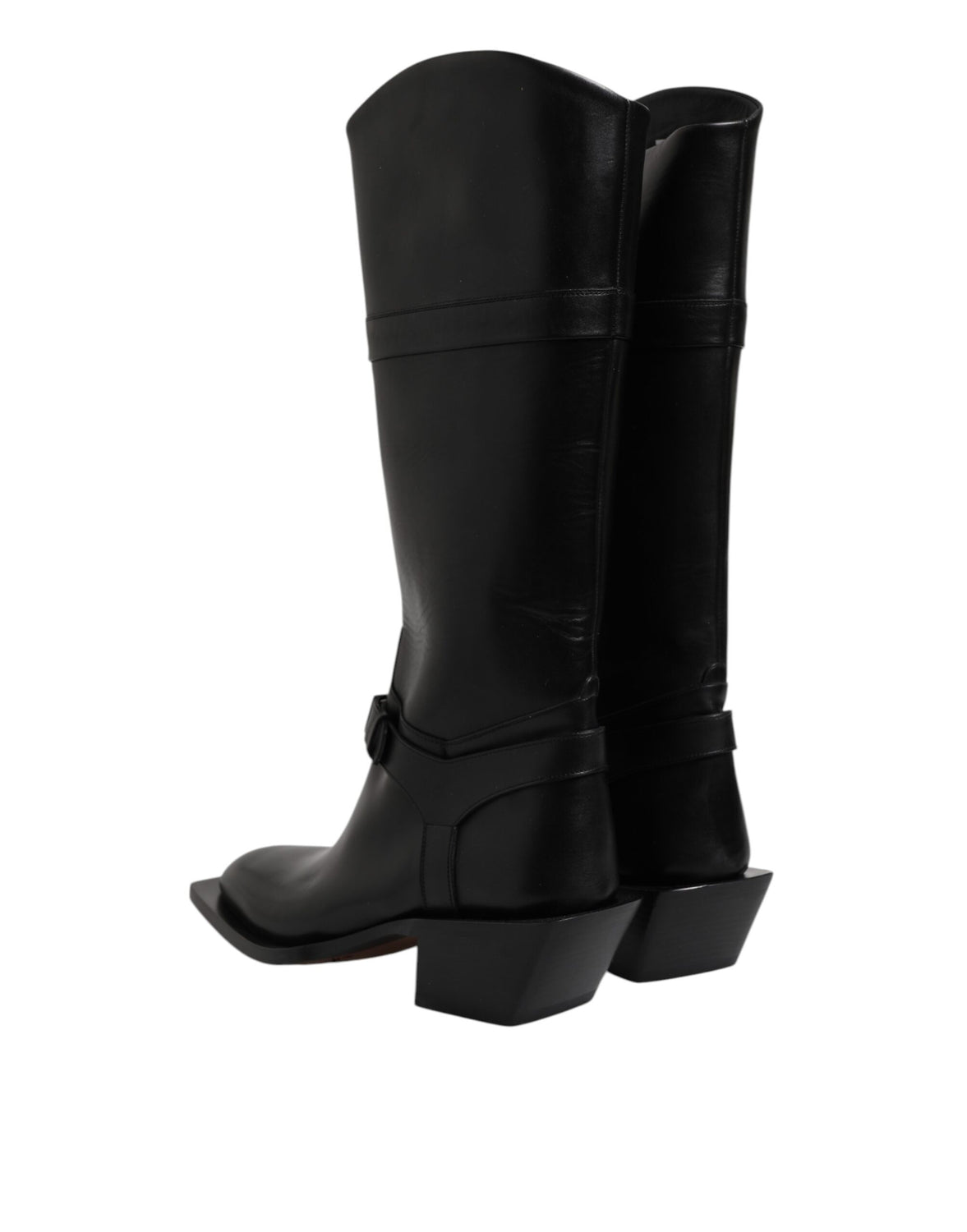 Black Calfskin Leather High Boots Shoes
